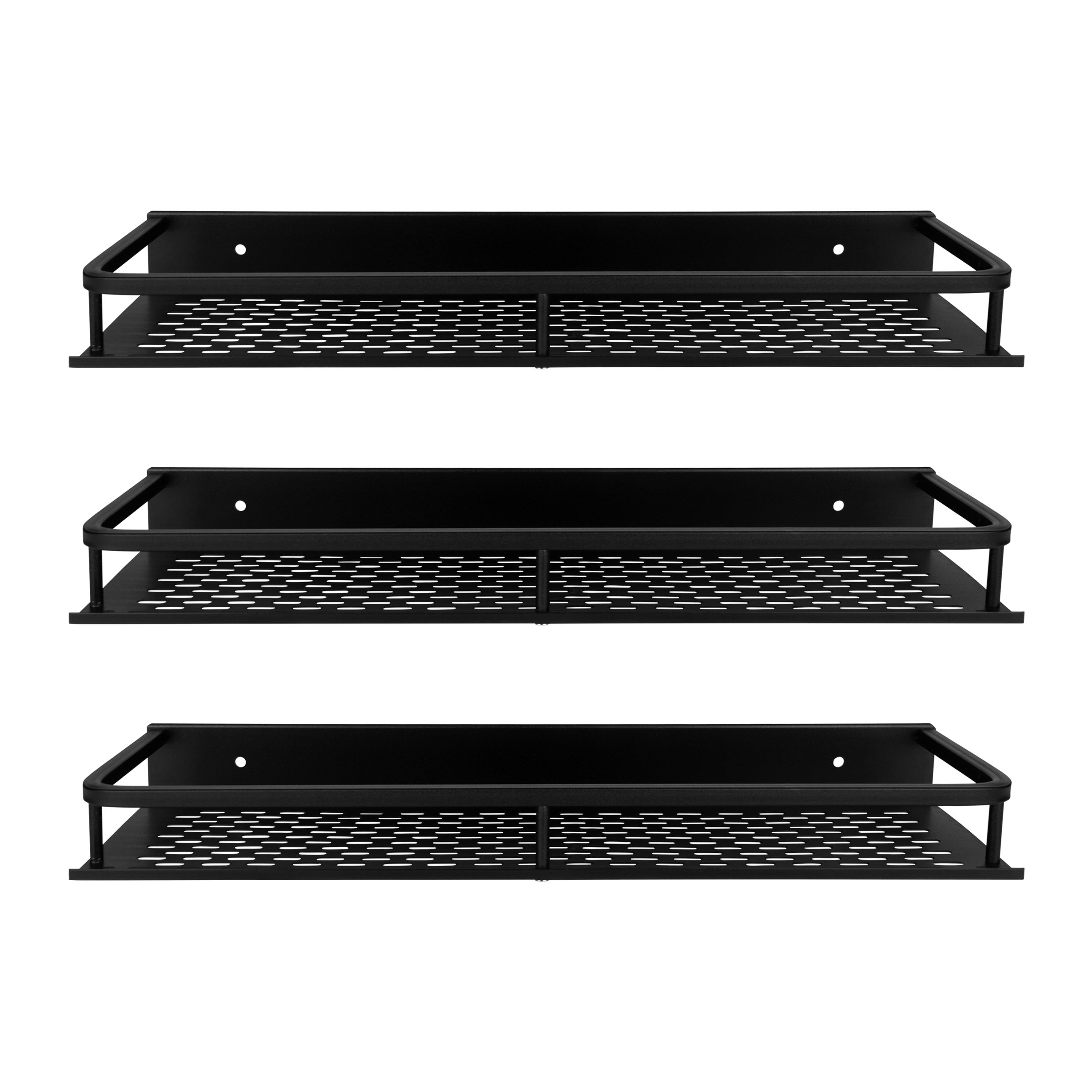 QUVIO wandplank set – Zwarte aluminium planchetten (3 stuks) voor badkamer & keuken