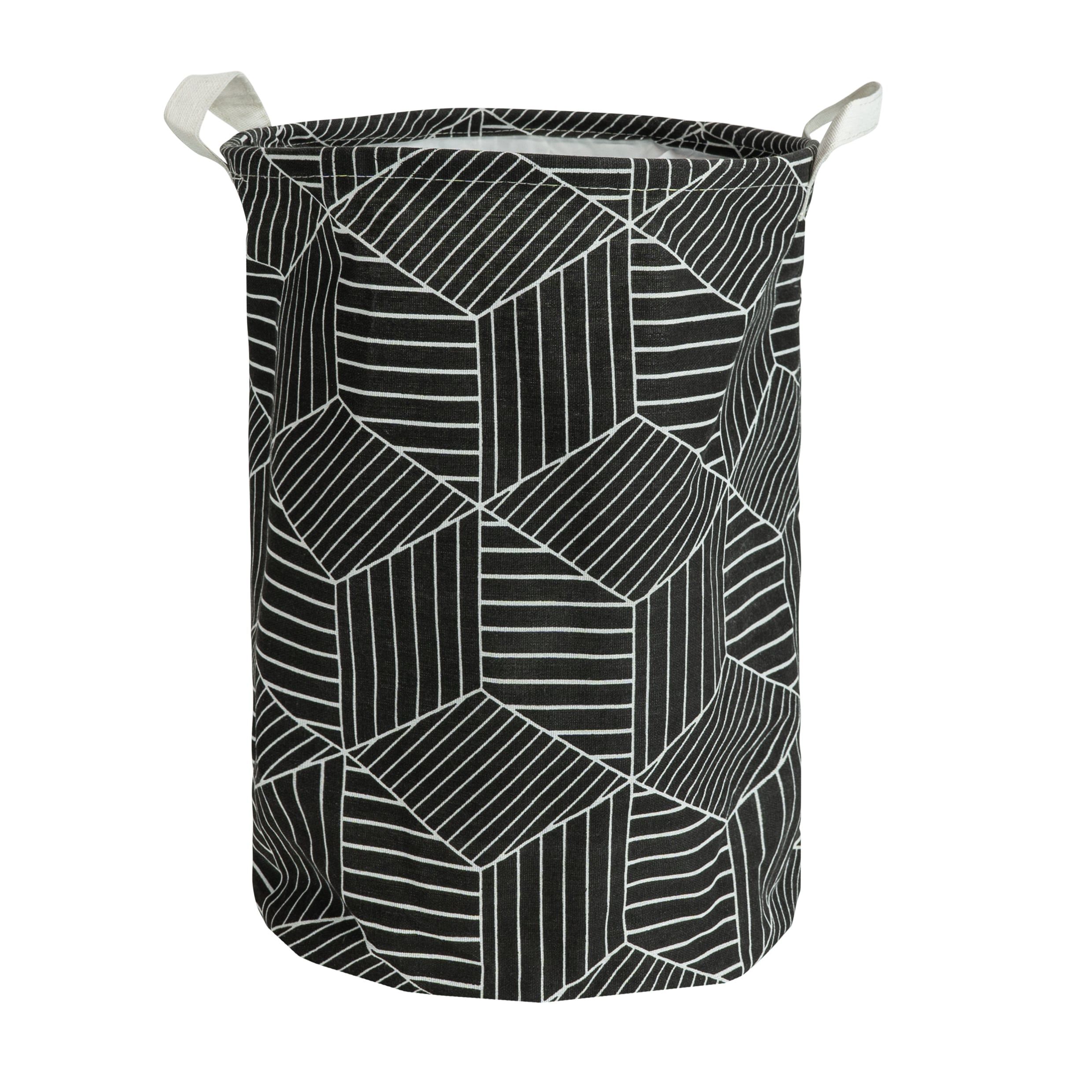 QUVIO Wasmand Hexagon 43 L – Stijlvolle Jute opbergoplossing in Zwart