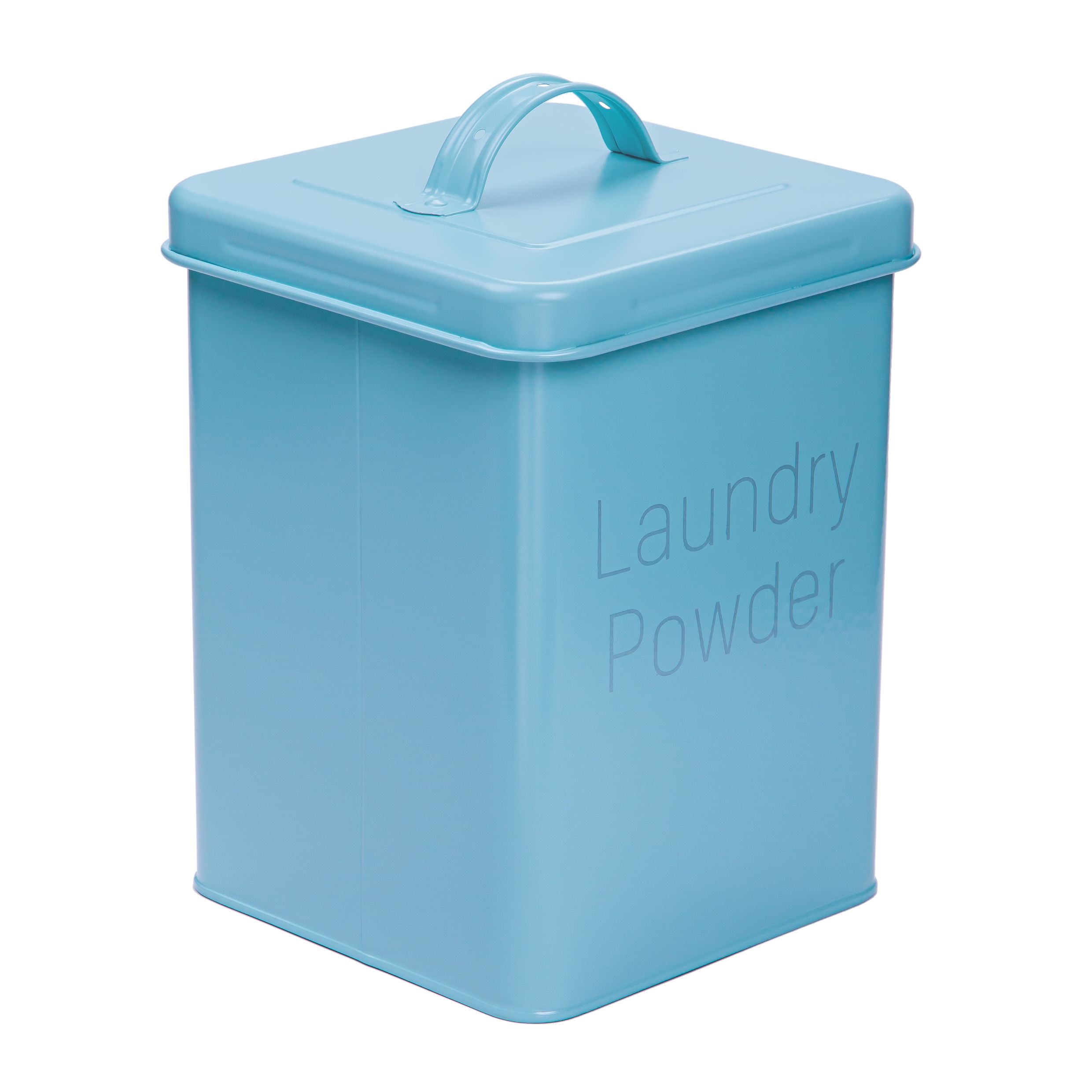 QǓVIO Waspoeder Box – Stijlvol Blauw Metalen Opberger voor een Netjes Wasruimte