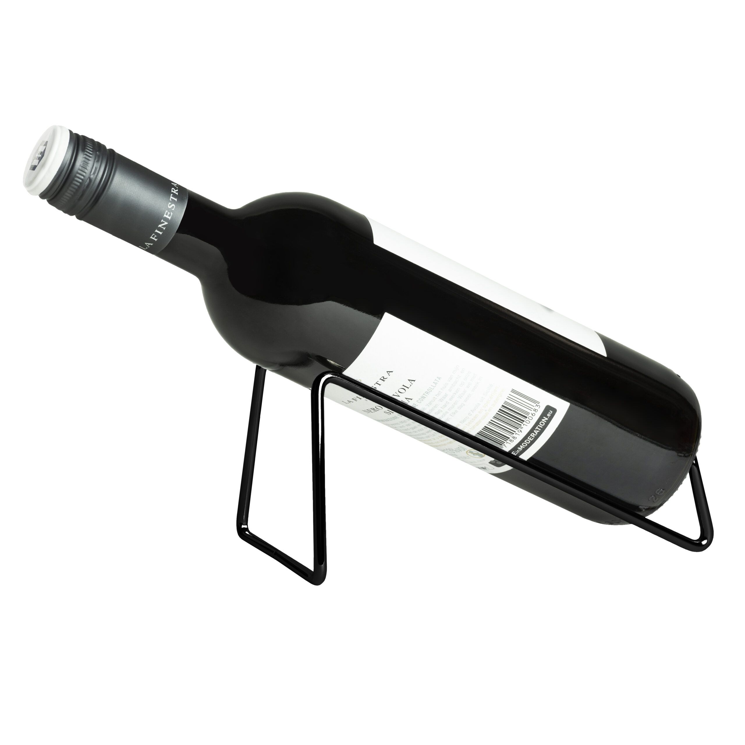 QUVIO wijnrek voor 1 fles – strak zwart RVS design