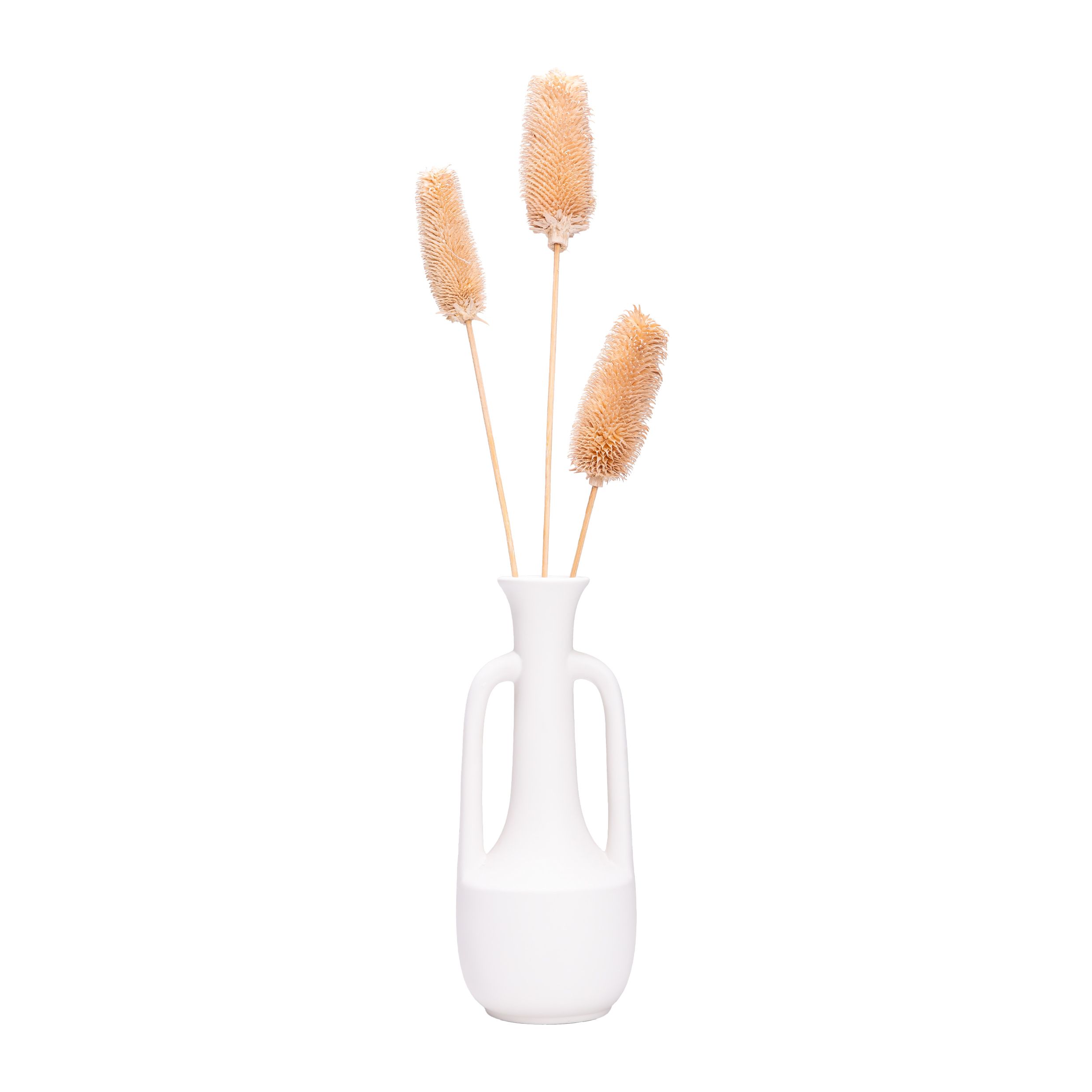QUVIO Witte Vaas met Handvatten – Moderne Keramische Decoratie van 26 cm