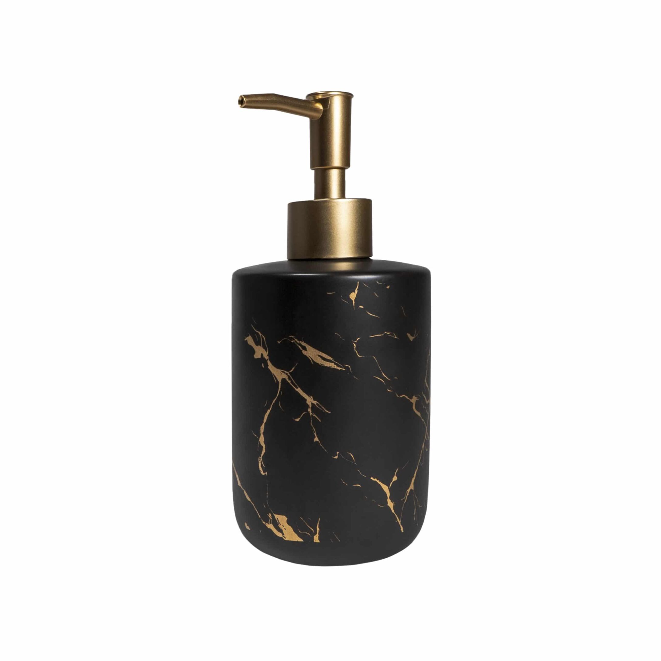 QUVIO Zeepdispenser 400 ml – Zwart met Goud, Luxe & Functioneel