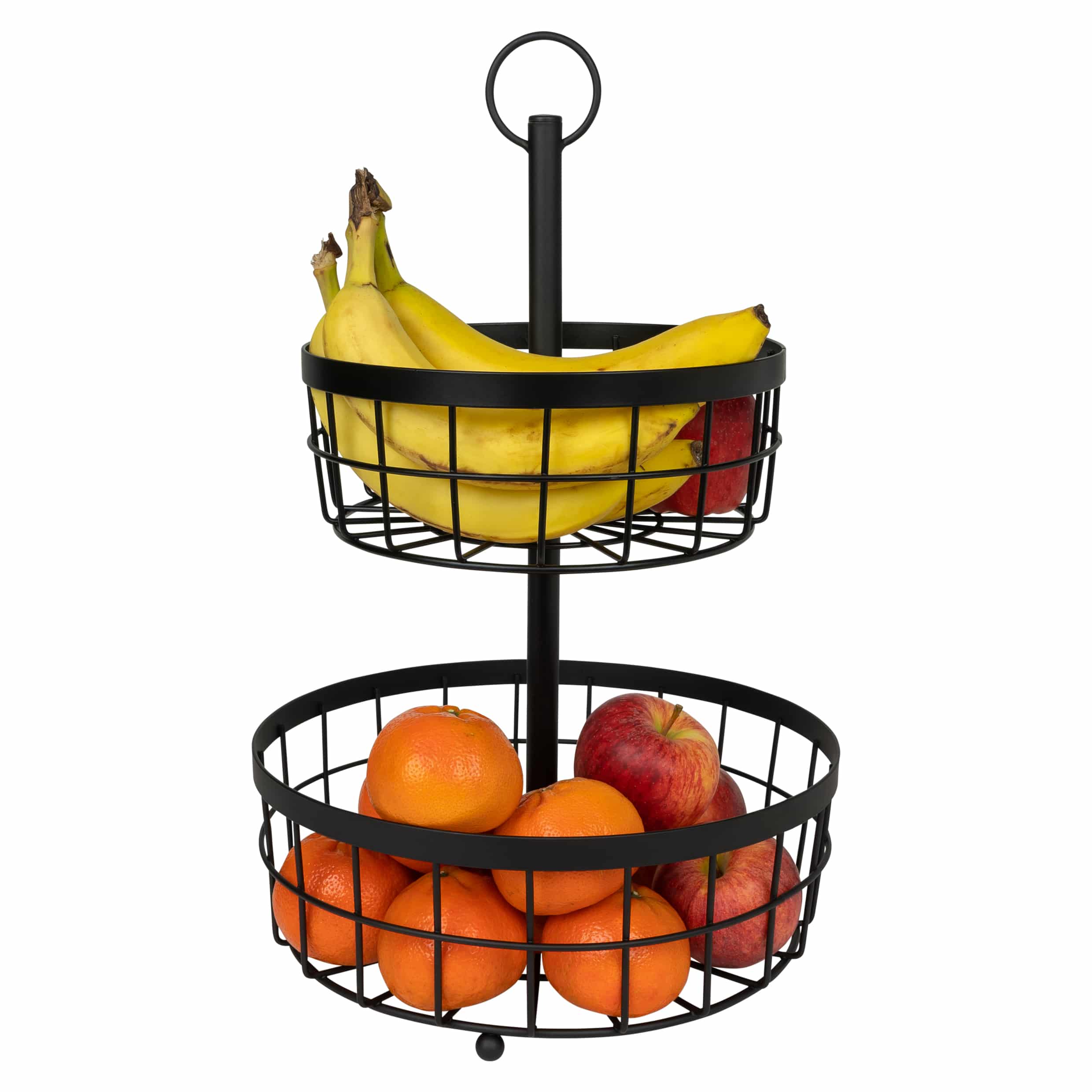 QUVIO Zwarte 2‑laagse Fruitmand van Metaal – Stijlvolle Opbergoplossing voor iedere keuken