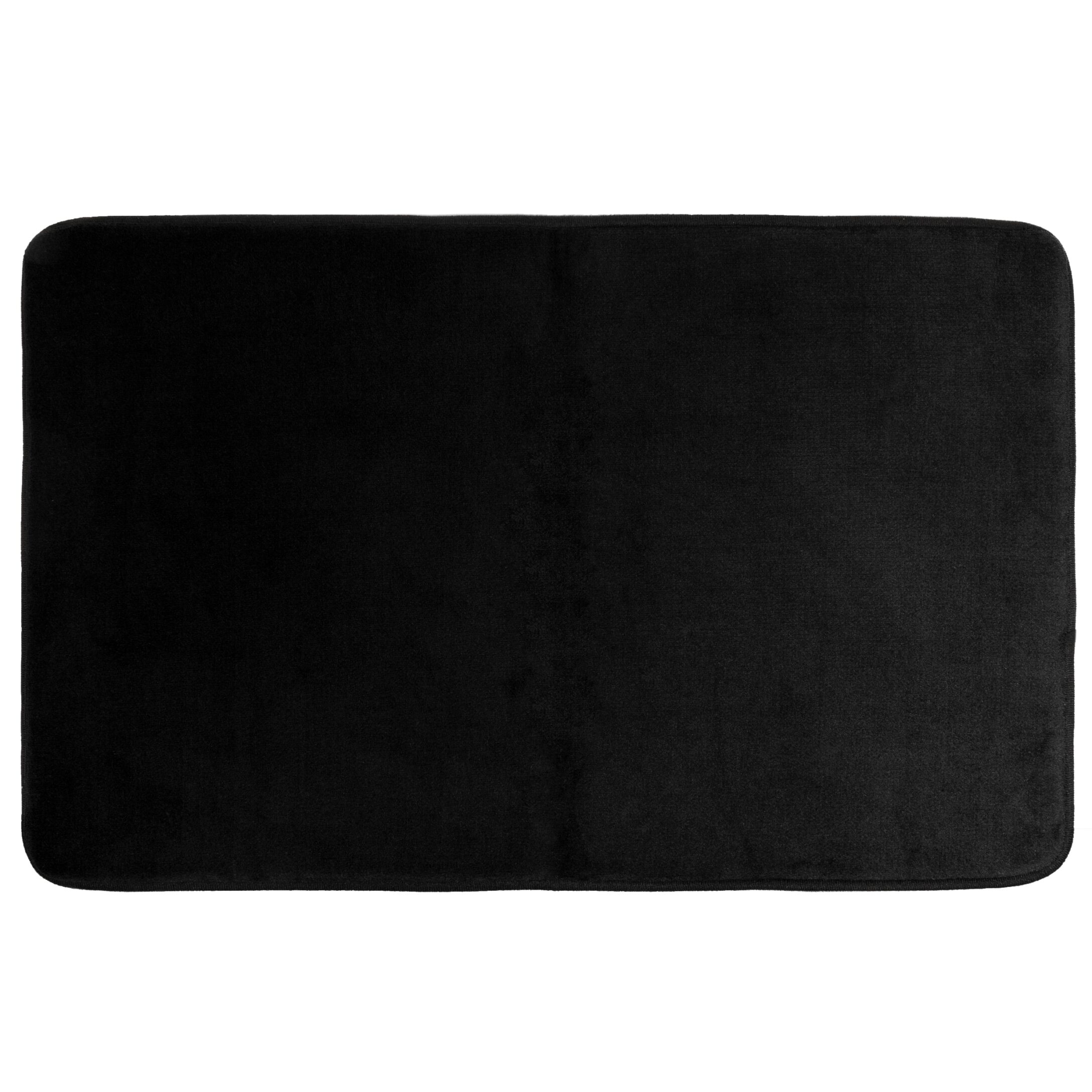 QUVIO zwarte badmat 50×80 cm – Zijdezacht, antislip & warm