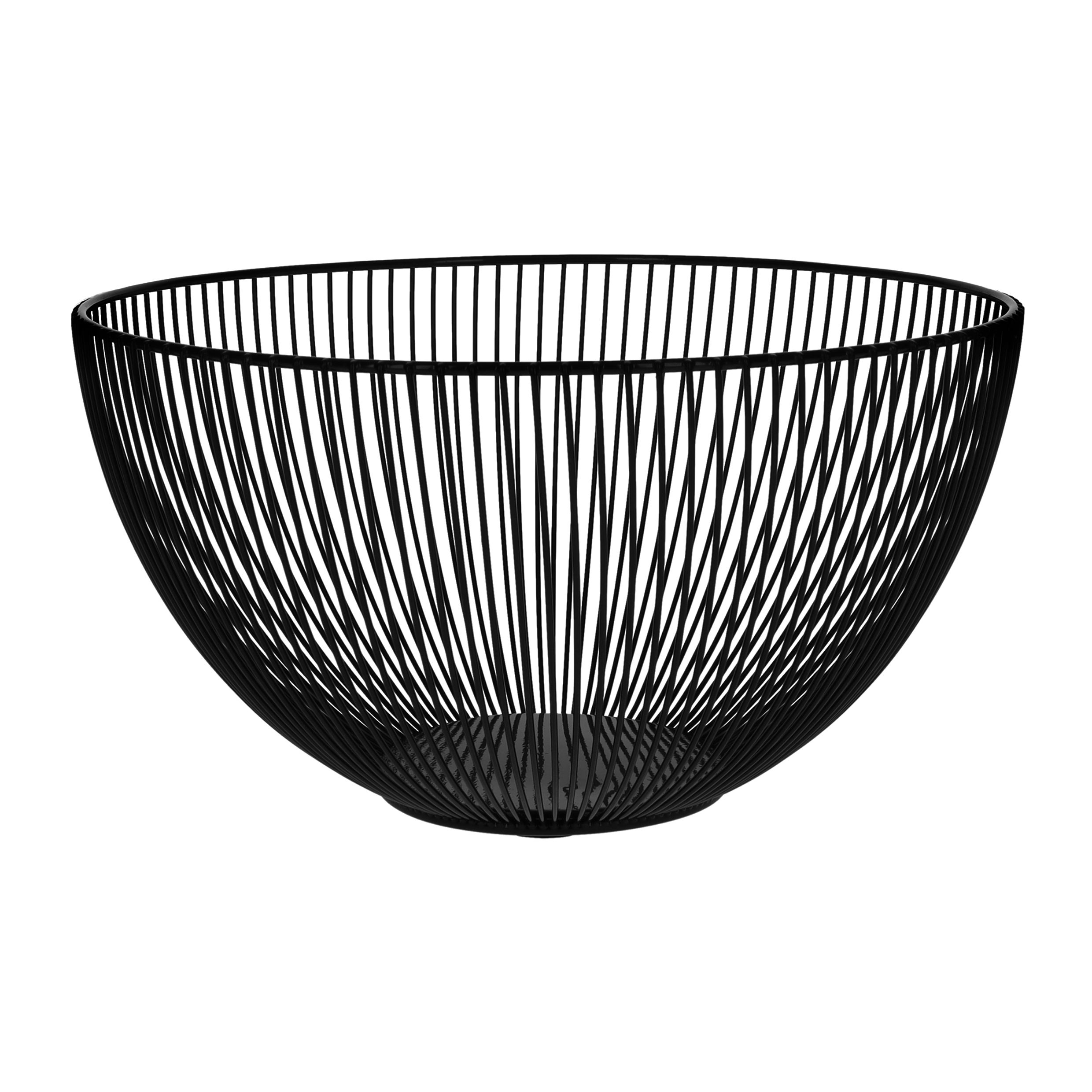 QUVIO zwarte fruitschaal – strak draadstaal, 25 cm breed