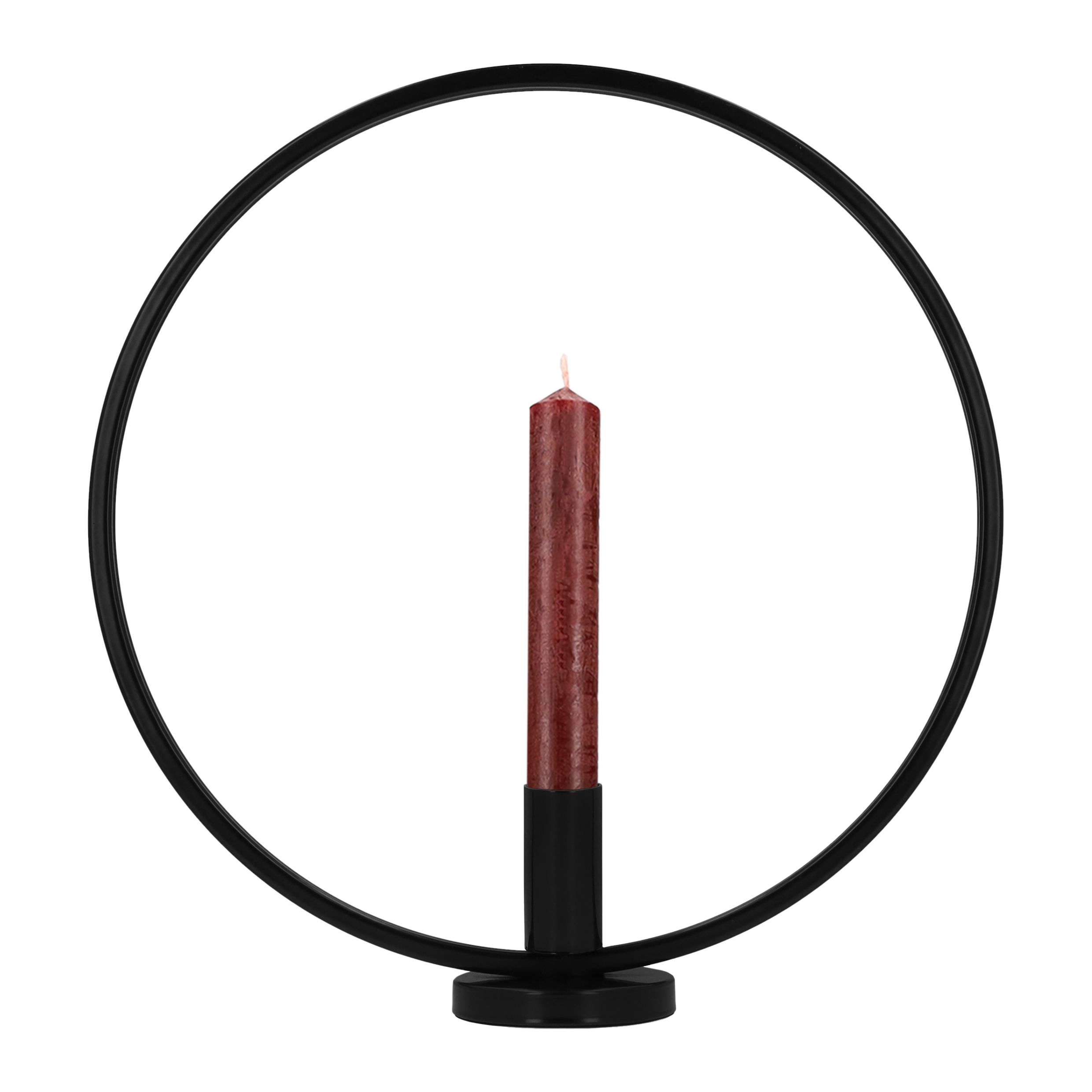 QUVIO Zwarte Ronde Kandelaar – Elegante Kaarsenhouder met Frame