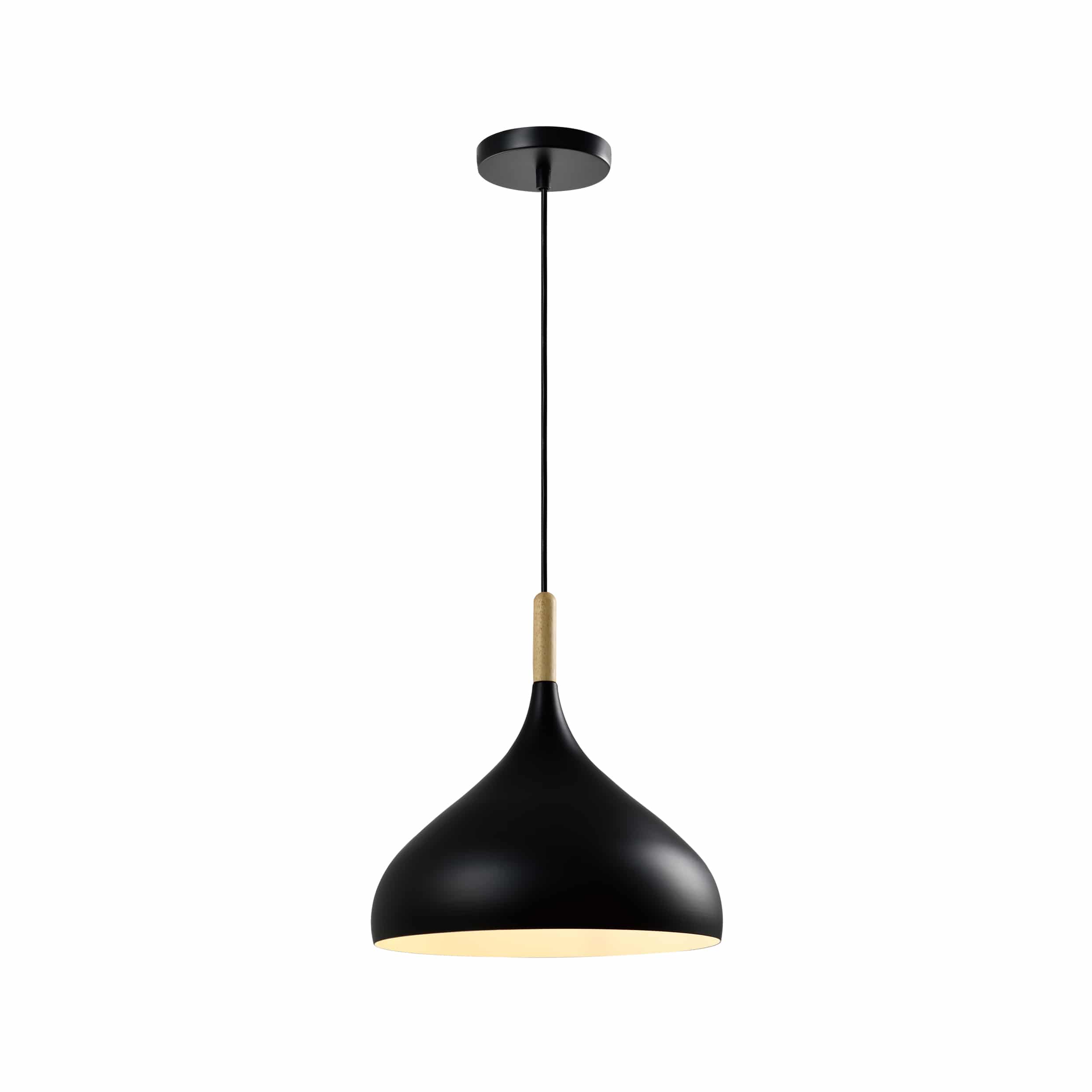QUVIO zwarte Scandinavische hanglamp – ronde vorm, 33 cm, dimbaar