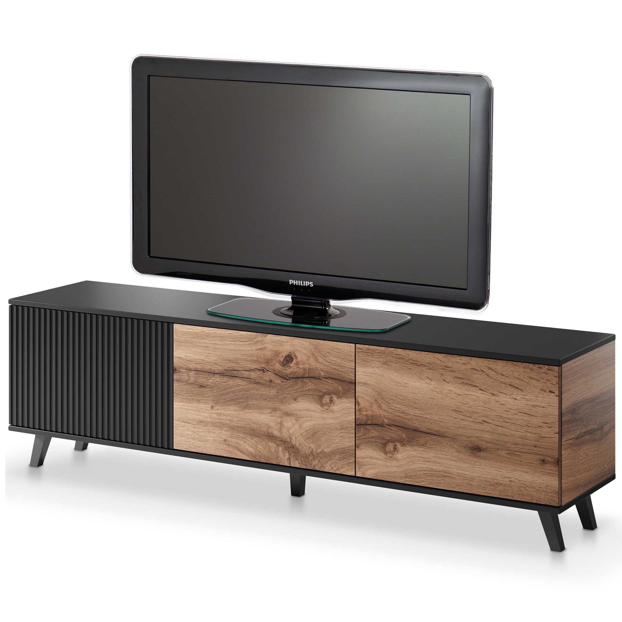 Random tv‑meubel 150 cm – stijlvol eikenfineer met zwart accent