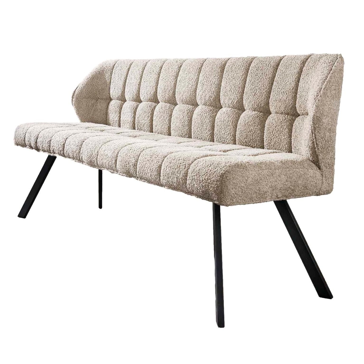 Raster eetkamerbank 180 cm – Luxe bouclé in zandkleur