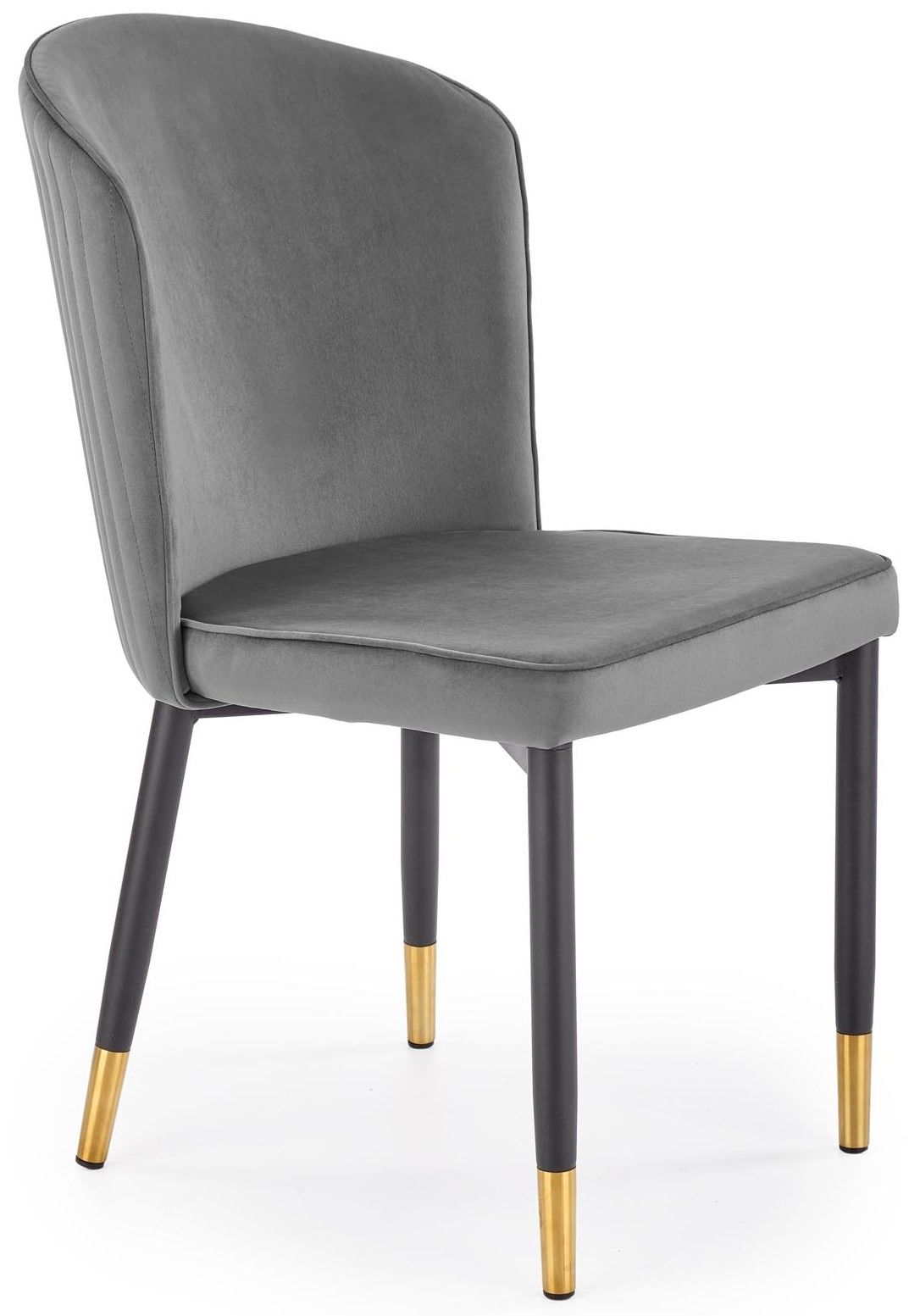 Raymond eetkamerstoel – grijs velvet met gouden accenten