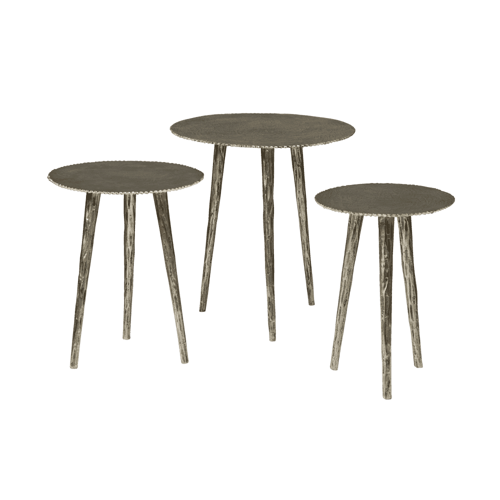 Renew Bijzettafel Liam – Stijlvolle ronde set van 3 in zilver