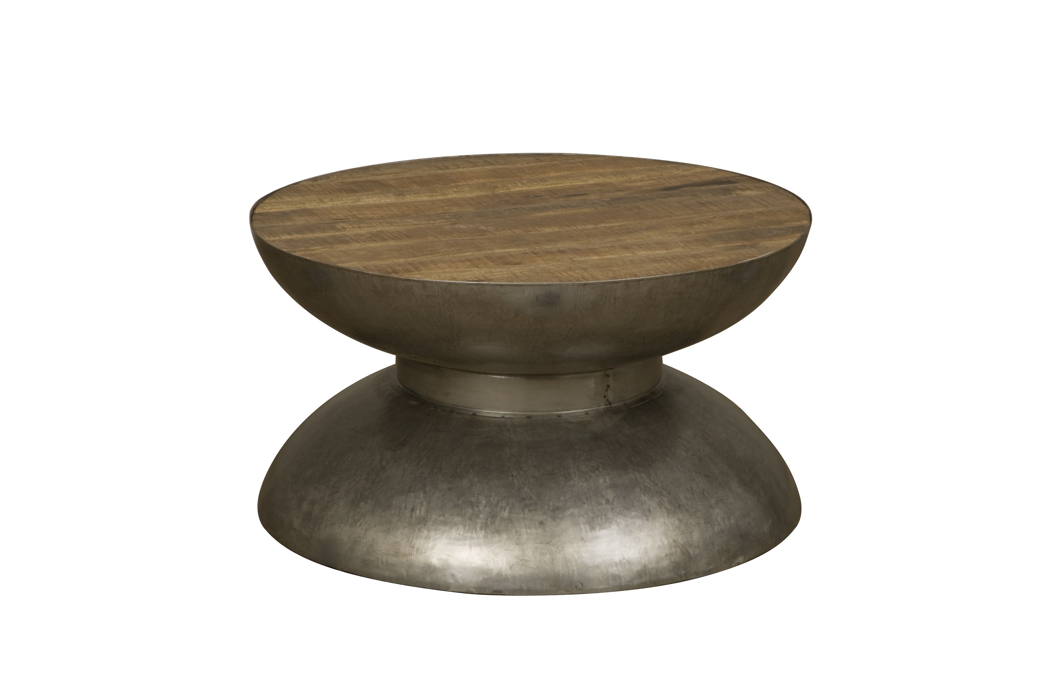 Renew Ronde Salontafel Ollie 80 cm – Vintage met Mango Houten Blad