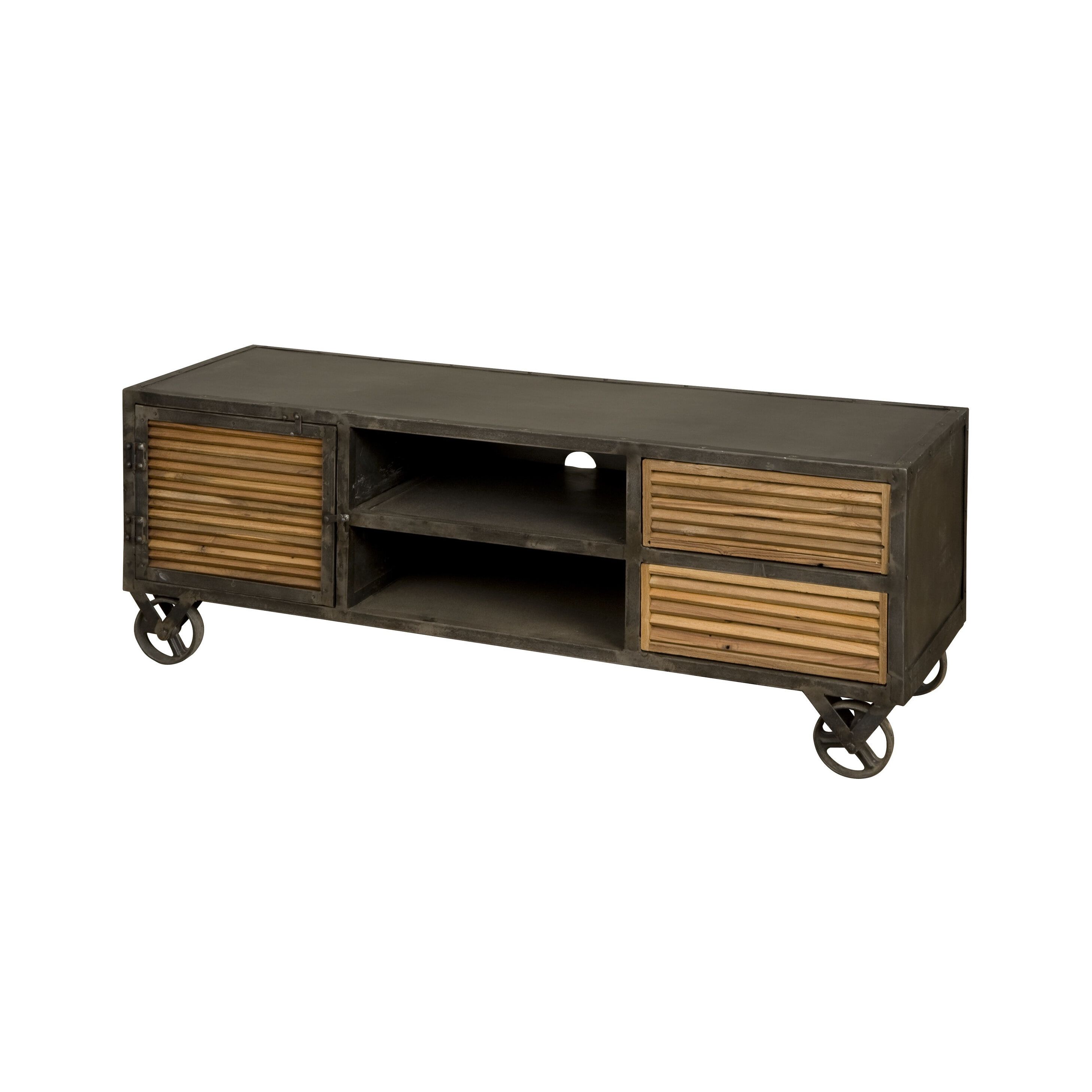 Renew TV-meubel Archie 140 cm – Vintage metaal & massief teakhout