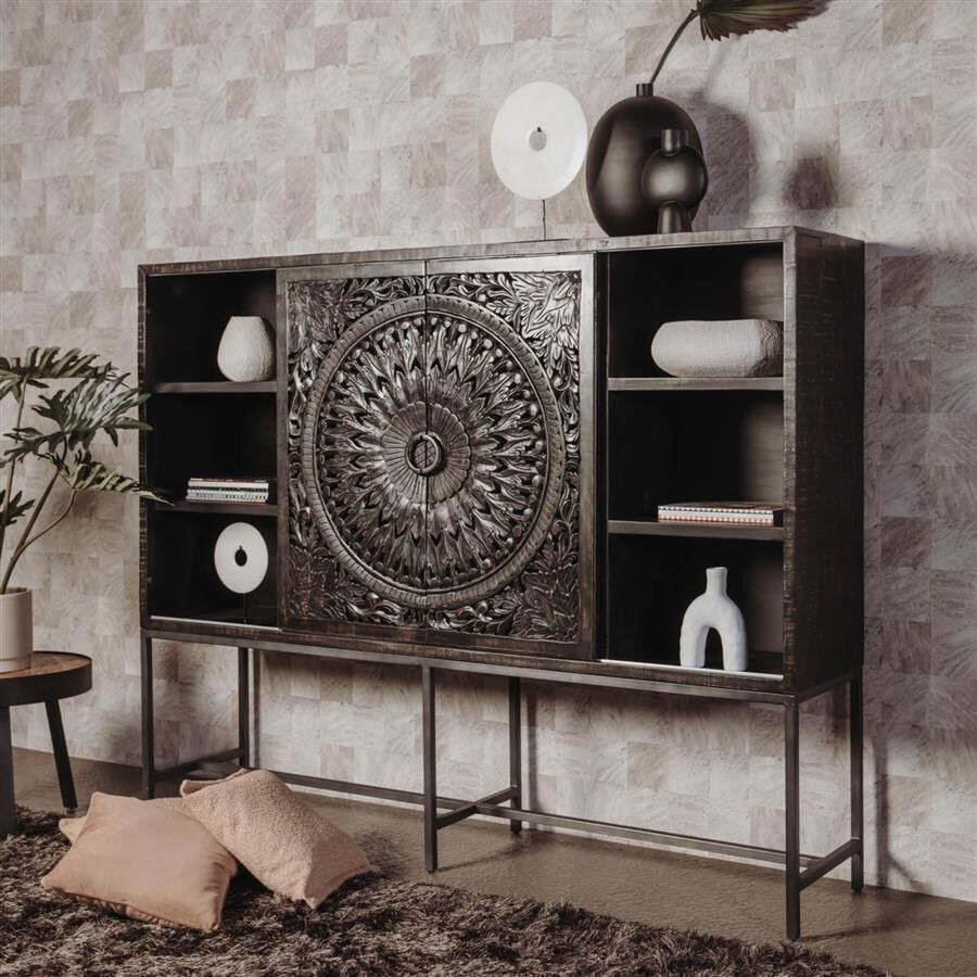 RENEW Wandkast Casina – Moderne Zwarte Wandkast 200 cm