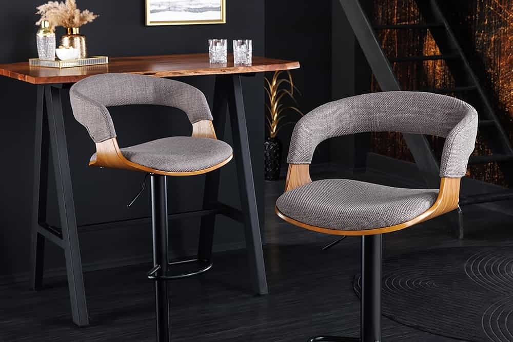 Retro barkruk Manhattan – verstelbare designkruk in grijs hout