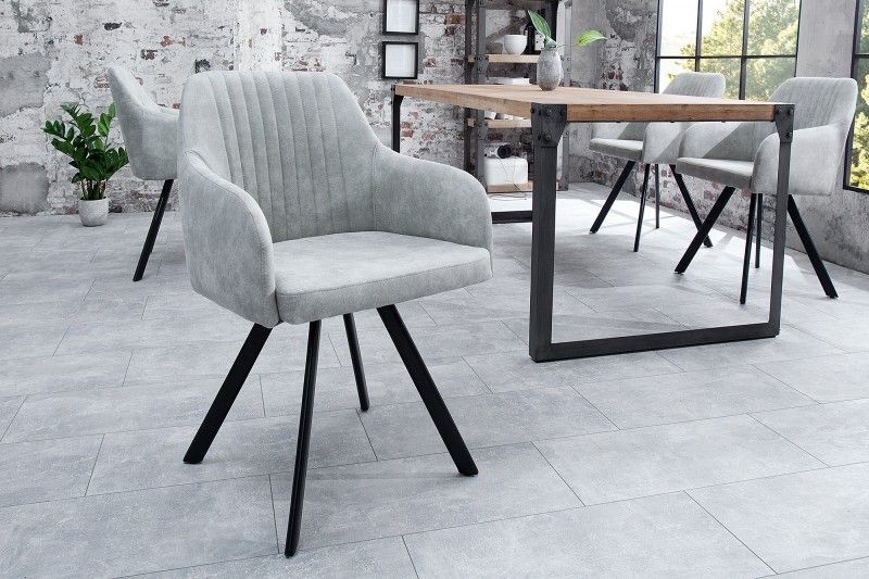 Retro design stoel LUCCA in steengrijs – industriële elegantie voor elke eetkamer