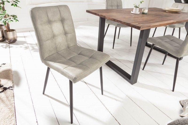 Retro design stoel MODENA steengrijs met decoratieve stiksels – Invicta Interior