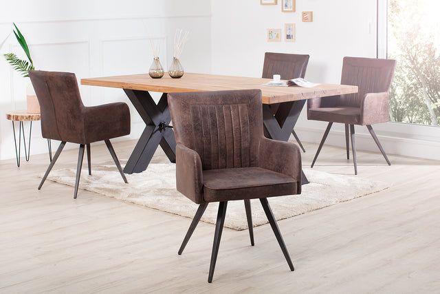 Retro design stoel ROADSTER – antiek bruin met elegante armleuningen