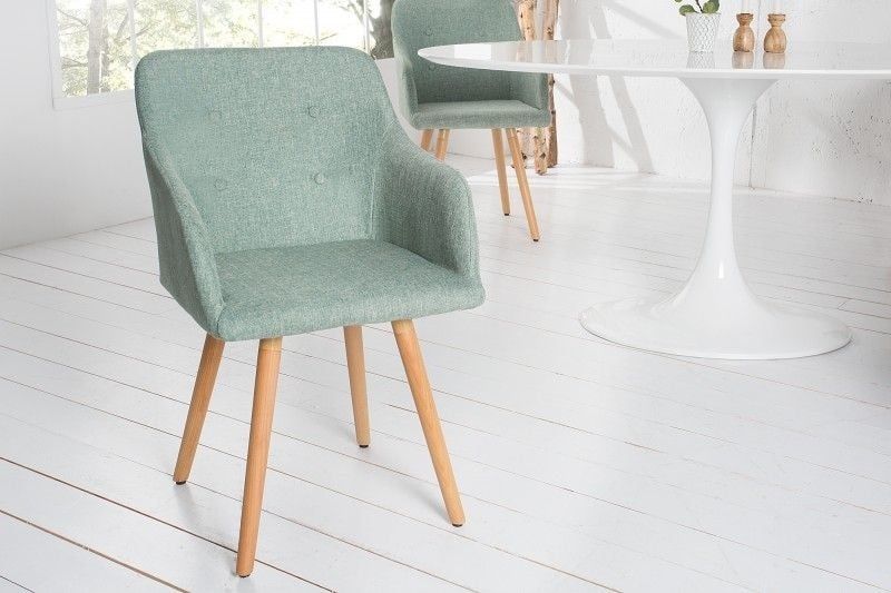 Retro design stoel Scandinavia – groen met armleuning | Invicta Interior
