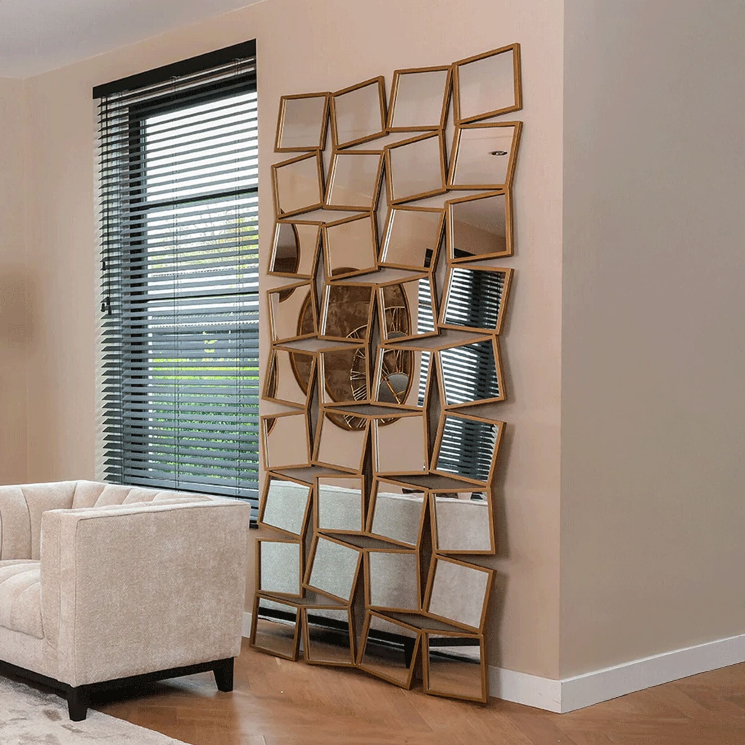 Richmond Badia – Grote gouden spiegel 250×112 cm