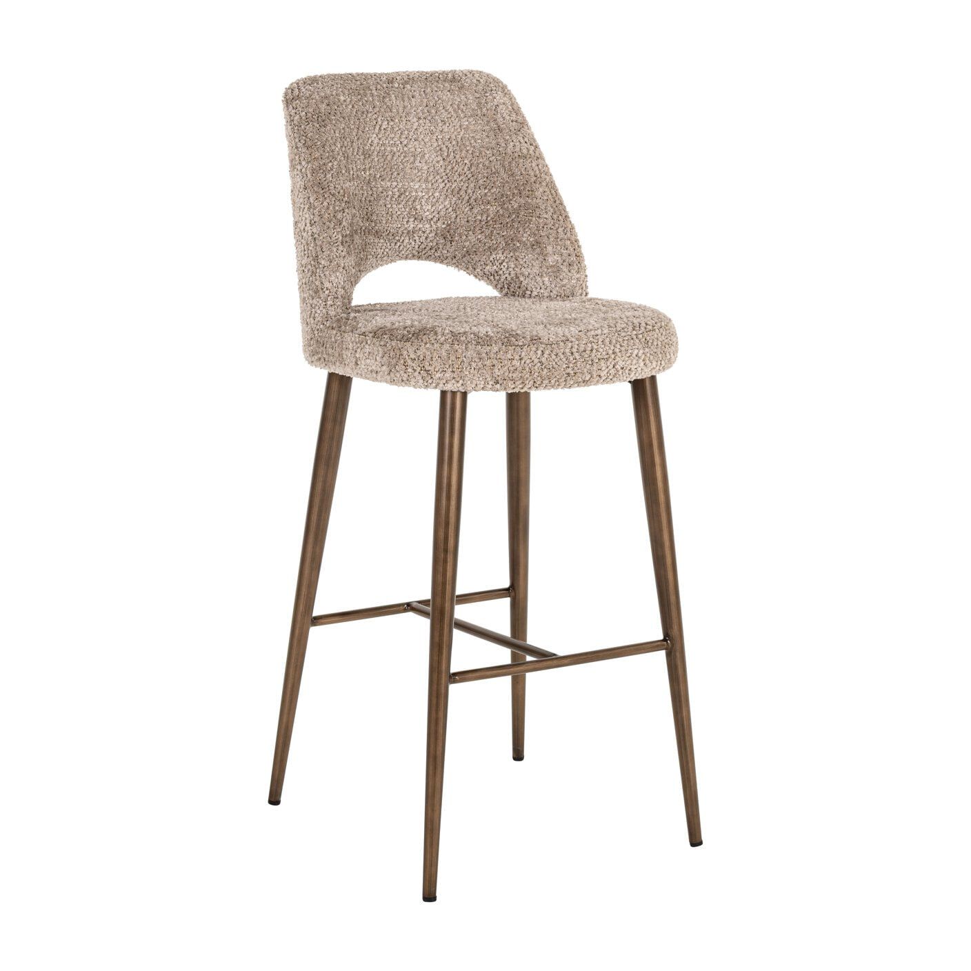 Richmond Barstoel Delphine Chenille – Naturel, stijlvolle barkruk voor elk interieur