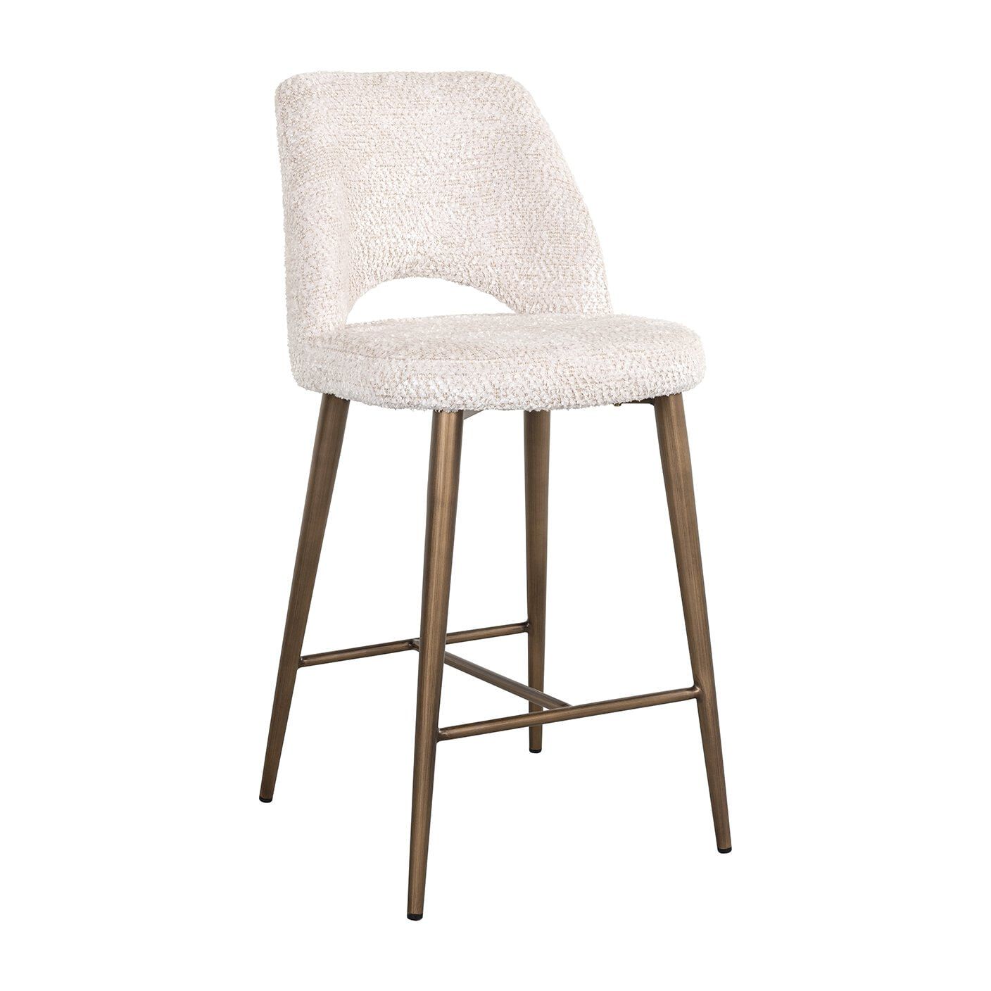 Richmond Barstoel Delphine – Luxe Chenille barkruk in crèmekleur