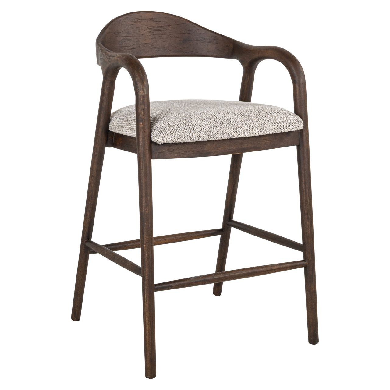 Richmond Barstoel Mihara – Geweven mocca, houten frame, zithoogte 70 cm