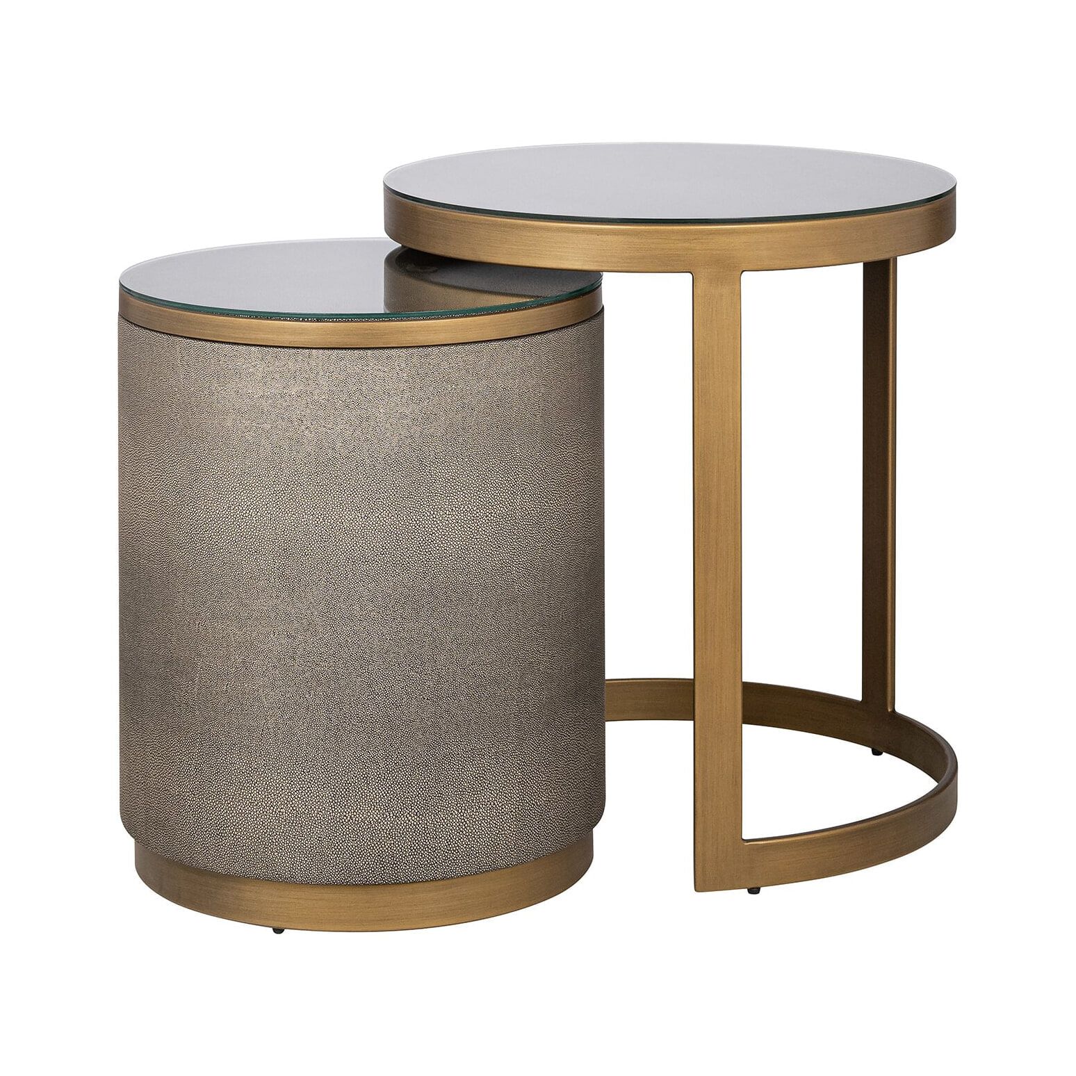 Richmond Bijzettafel Bloomville – Luxe set van twee ronde tafels in goud