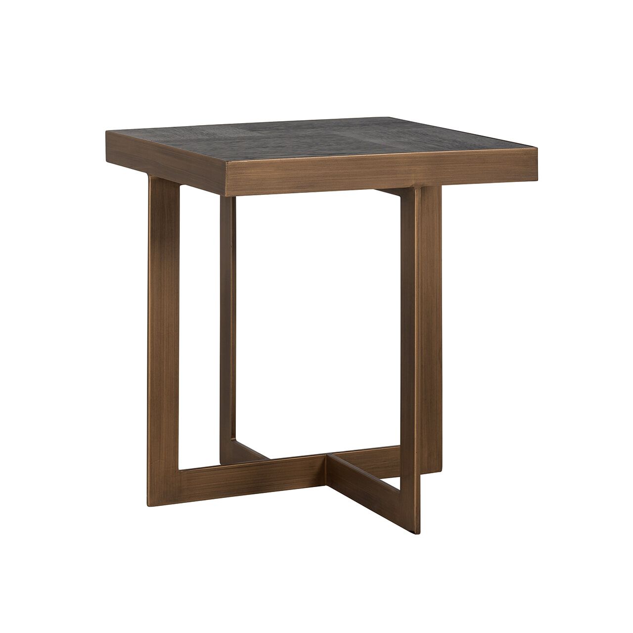 Richmond Bijzettafel Cambon – Zwart eikenfineer met goudkleurig frame, 50 × 50 cm