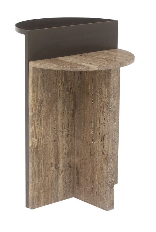 Richmond Bijzettafel Russo – Compacte ronde tafel met travertin en messing