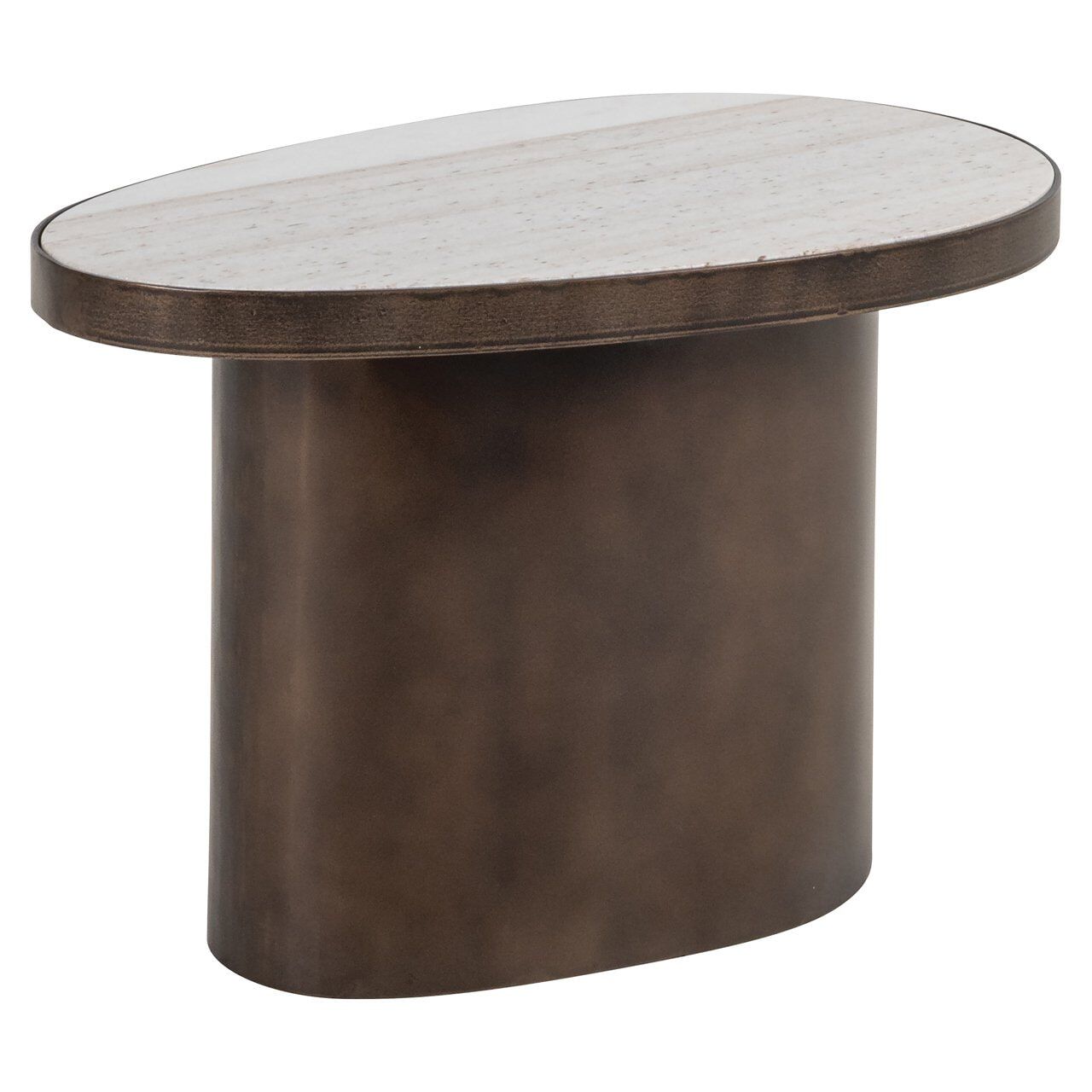 Richmond Biloxi Bijzettafel – Organisch Marmer & MDF – 70×43 cm, Bruin