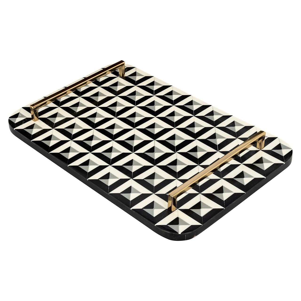 Richmond Birte dienblad – modern zwart‑resin met 3D‑effect