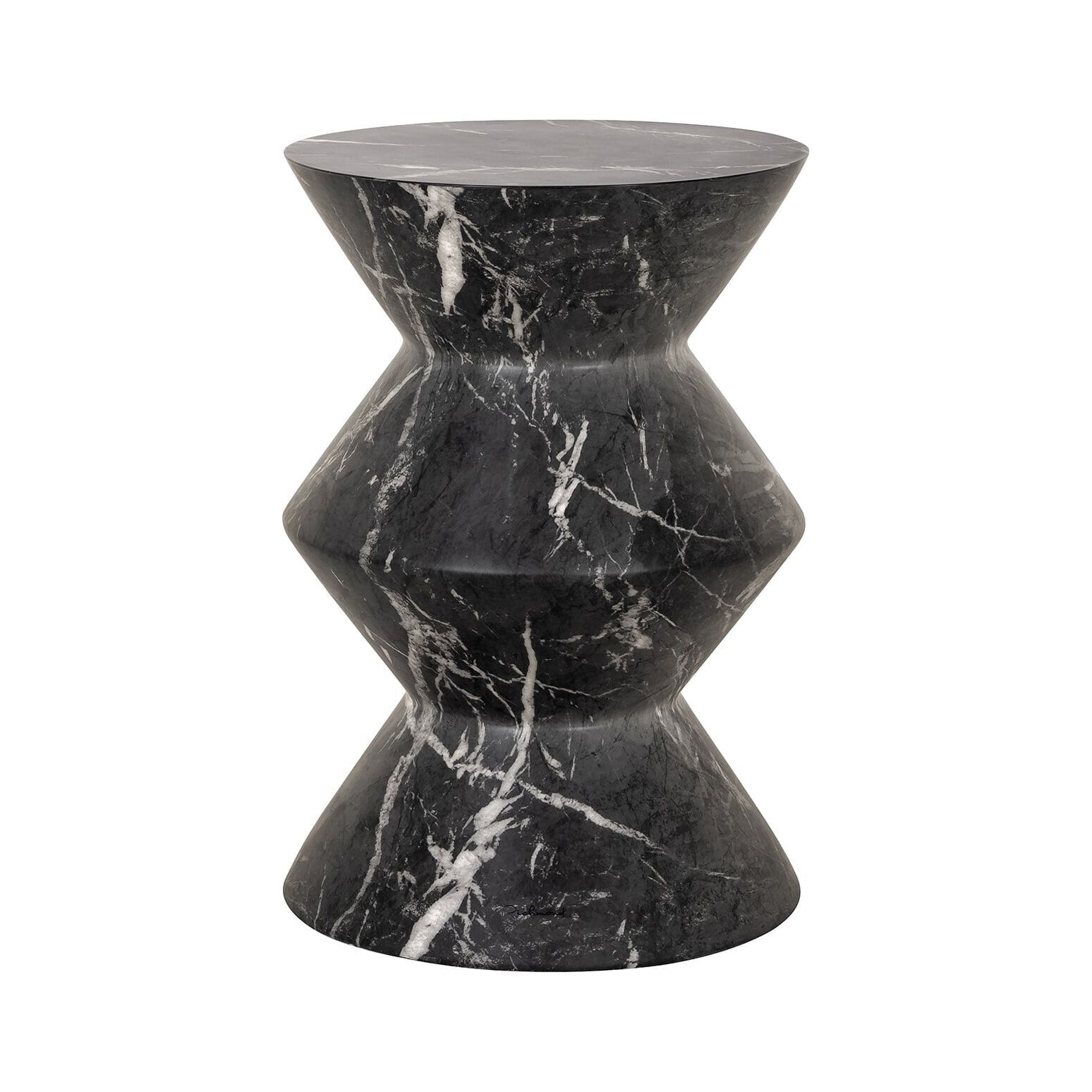 Richmond Bosco ronde bijzettafel – luxe faux marmer in zwart