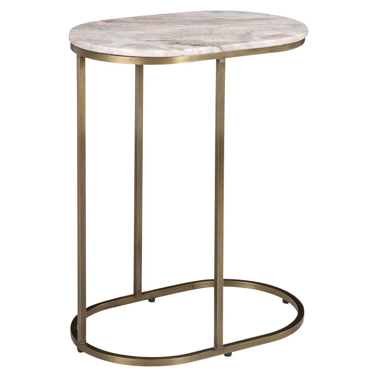 Richmond Bottega Bijzettafel in Blush Beige – Elegante Ovale Marmeren Schoonheid