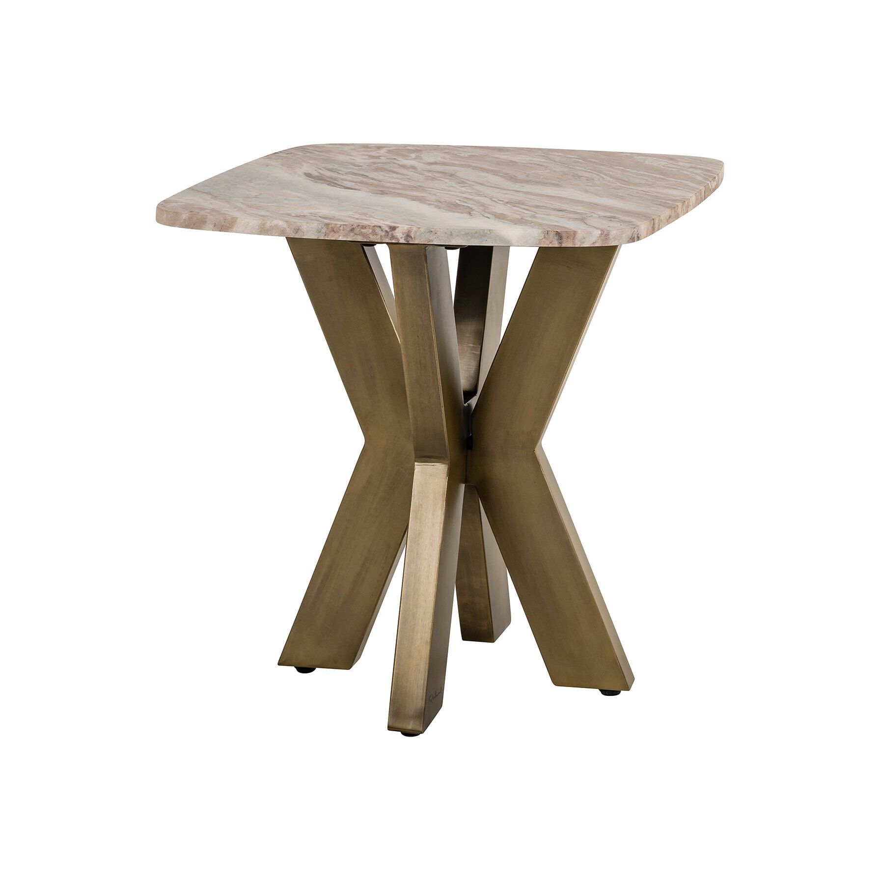 Richmond Bottega Bijzettafel – Luxe Marmer en Gouden Spinpoot