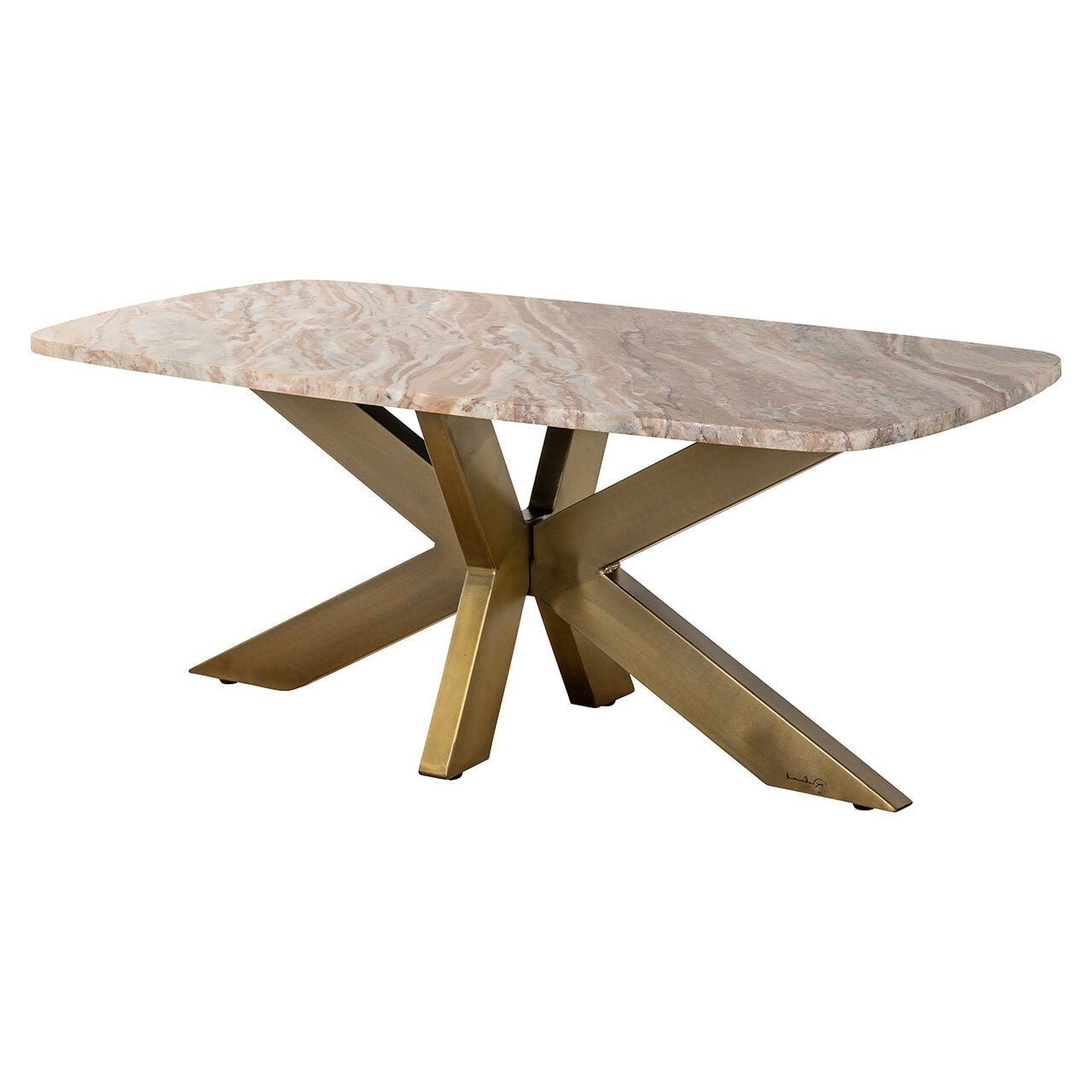 Richmond Bottega Salontafel – Luxe Marmerblad en Gouden Spinpoot, 120 × 60 cm