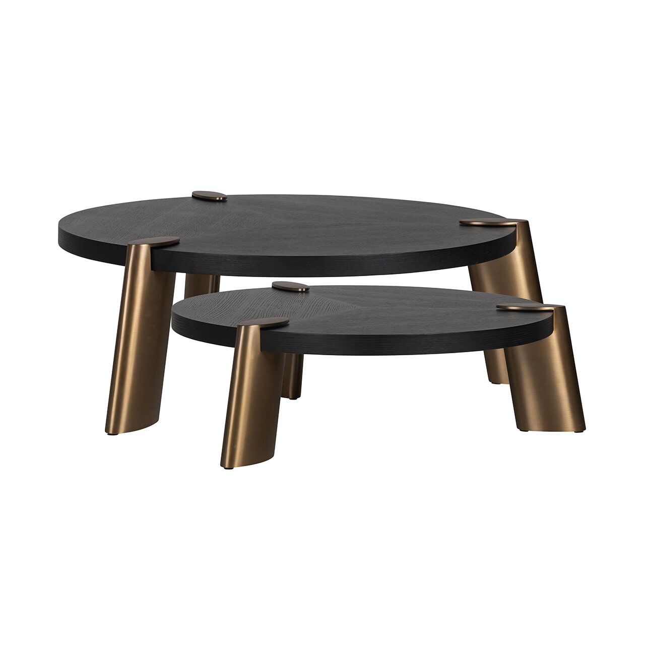 Richmond Brody Ronde Salontafel Set – Luxe eiken fineer met gouden accenten
