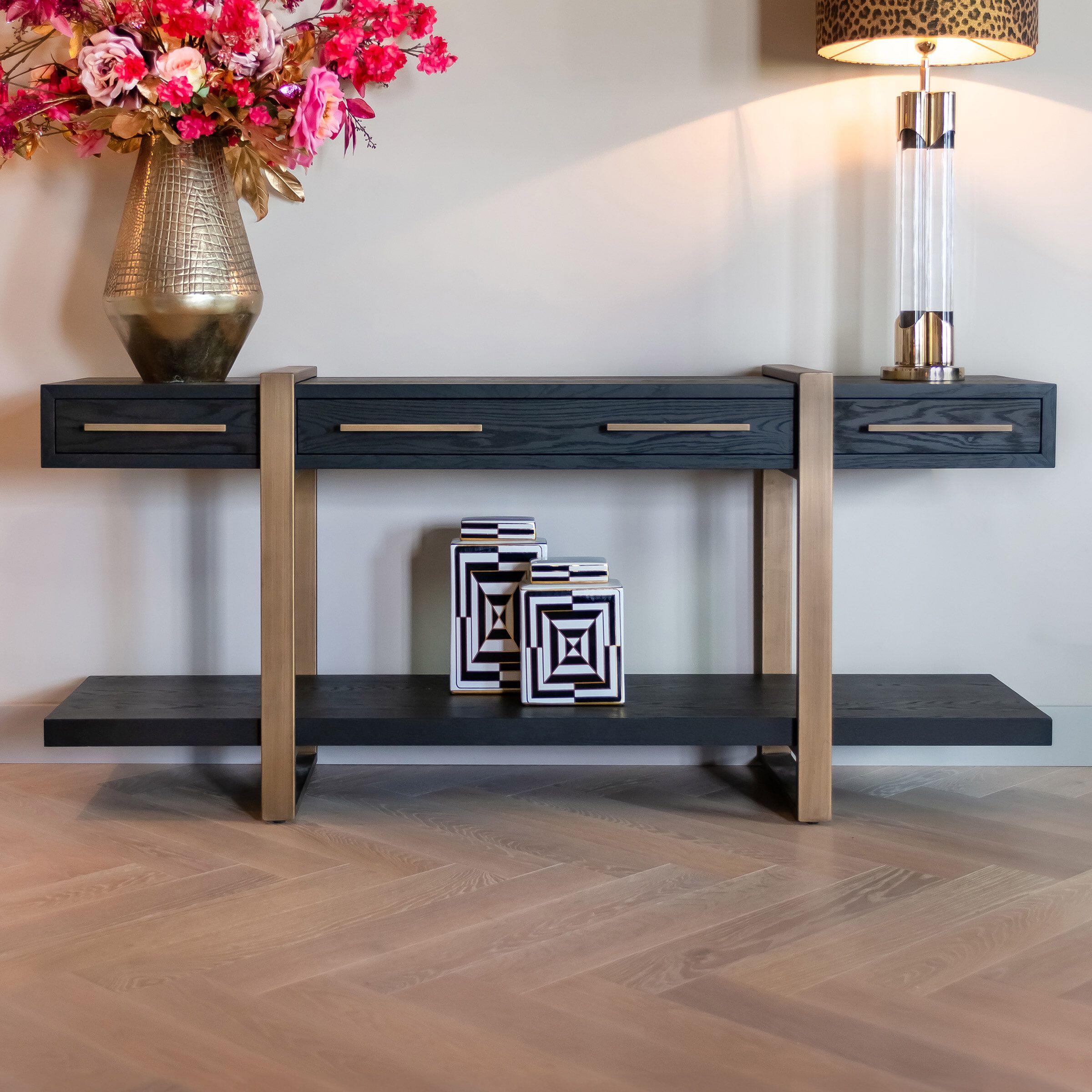 Richmond Cambon Dressoir 180 cm – Zwart met Eikenfineer