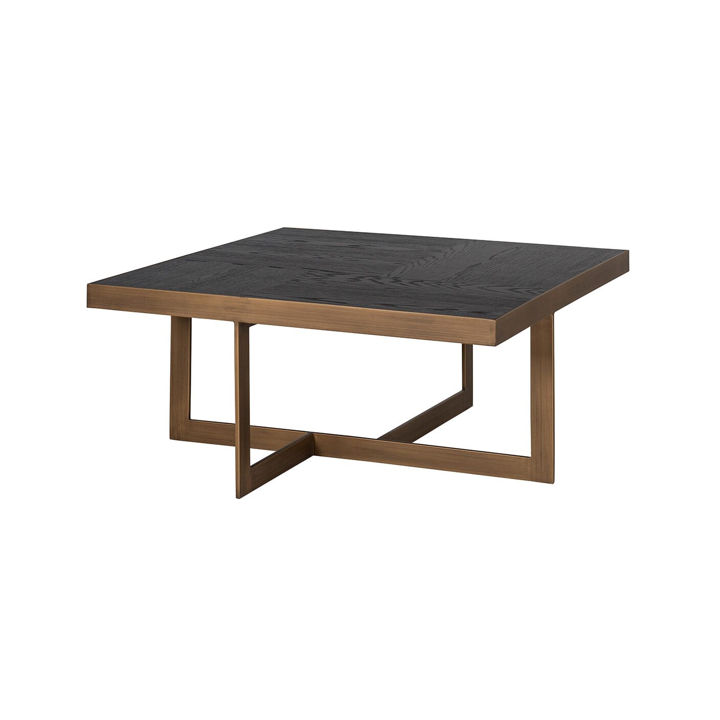 Richmond Cambon Salontafel – Elegante vierkante eikenfineer met goudkleurig metalen onderstel