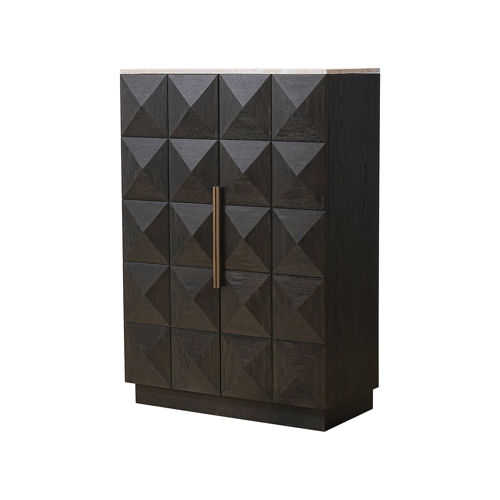 Richmond Claremont Opbergkast – Elegante eiken‑travertin wandkast (139 × 95 cm)