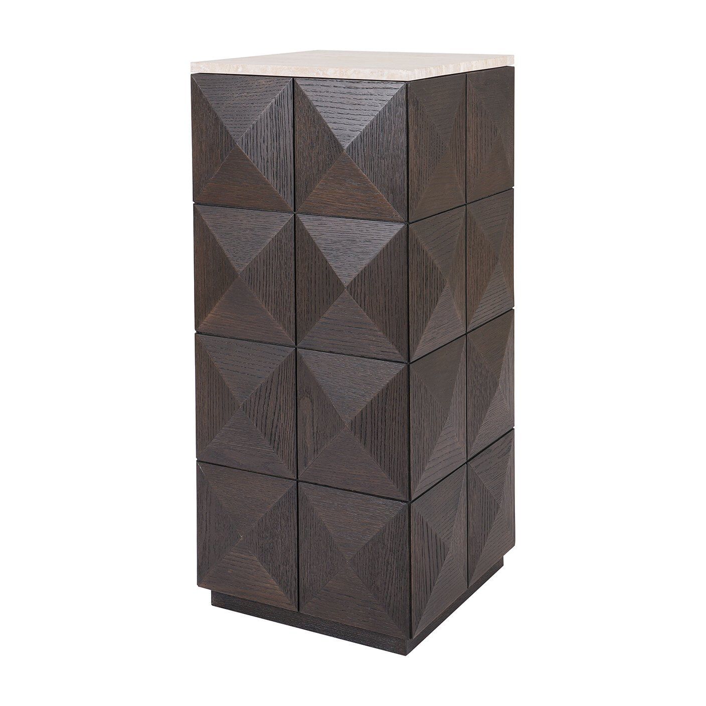 Richmond Claremont Pilaar – Elegante Eiken‑travertin Zuil van 90 cm (Bruin)
