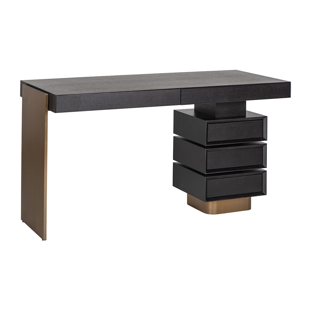Richmond Connar Bureau – Eikenfineer met gouden accenten, 140 × 60 cm