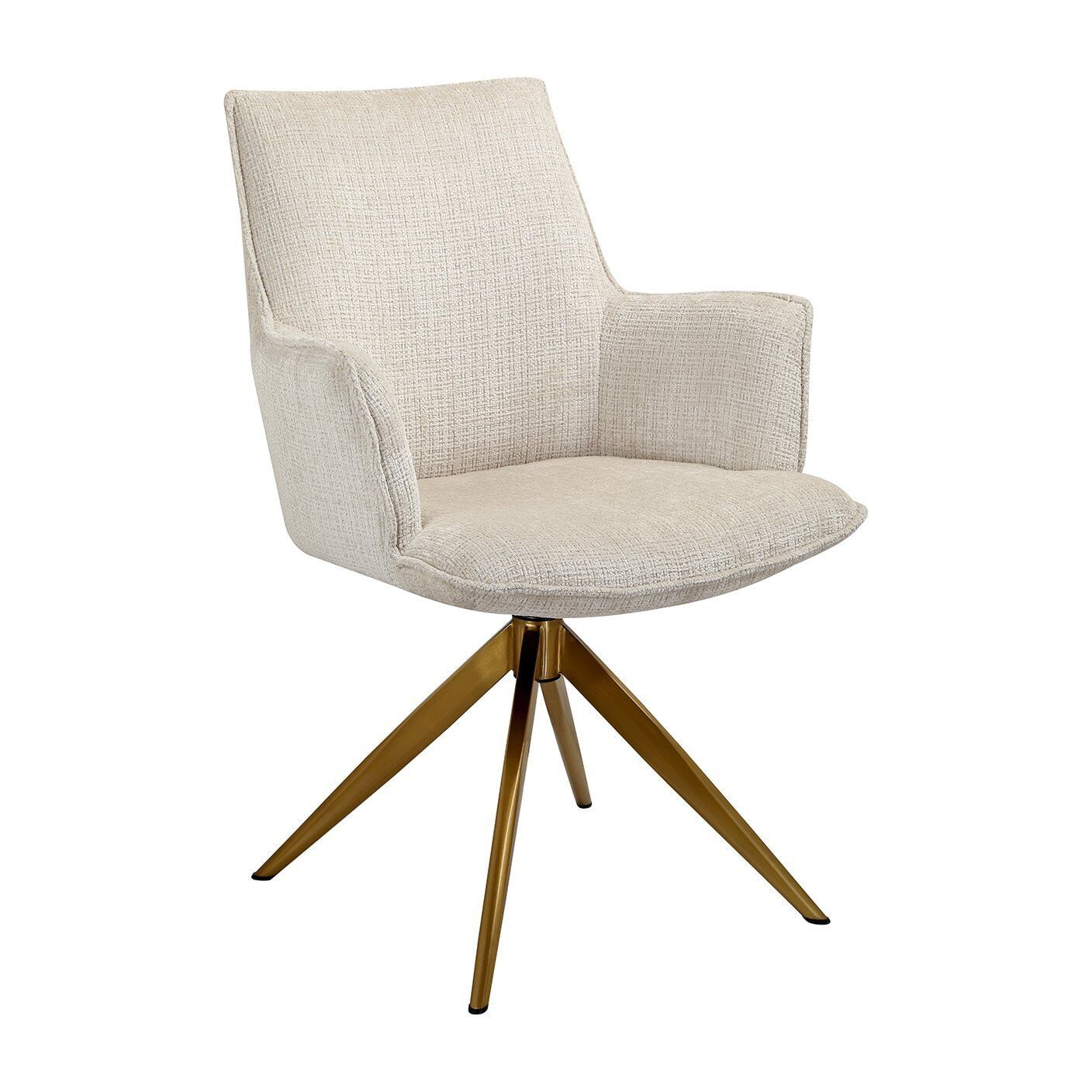 Richmond Dakota – Draaibare Eetkamerstoel in Beige Chenille met armleuning