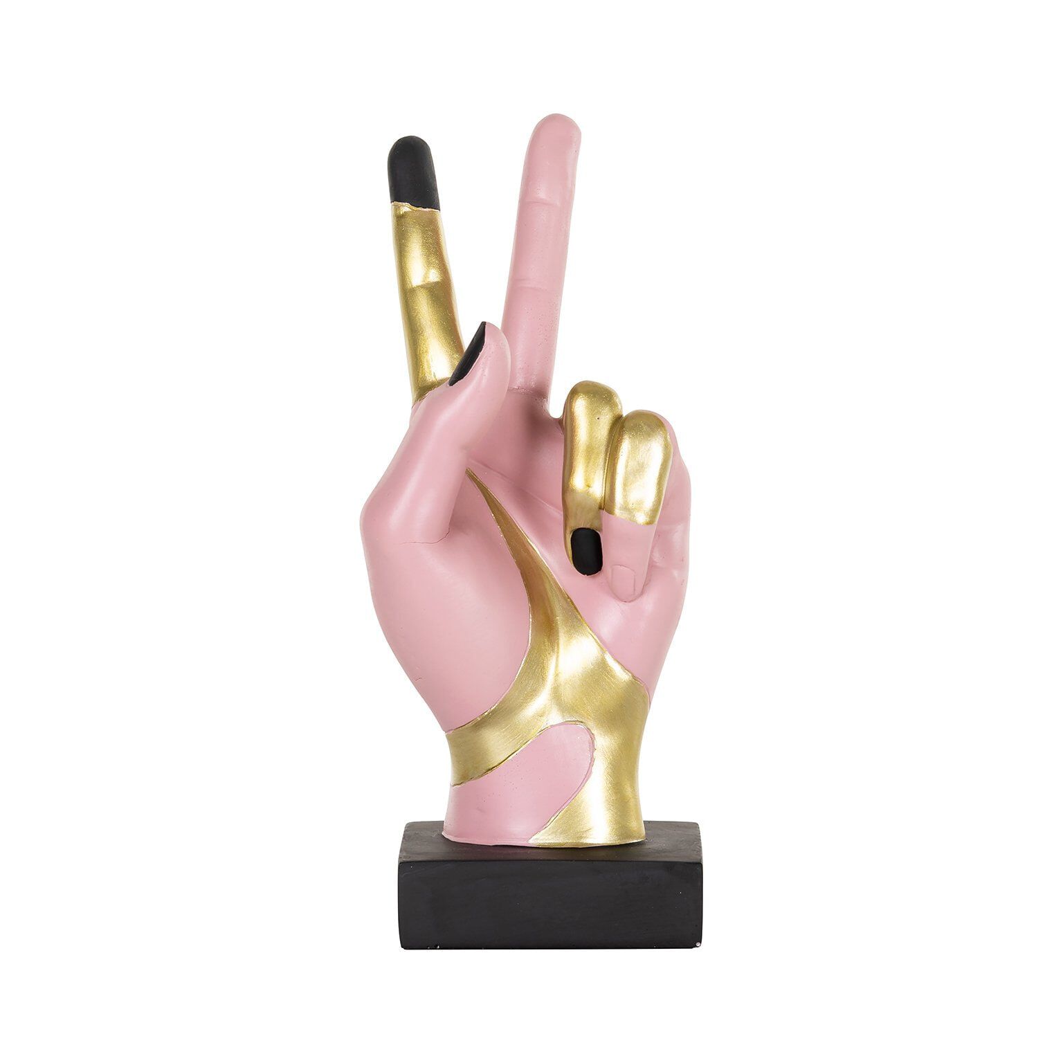 Richmond Decoratie Tammy – Speelse Roze Peace‑hand Sculptuur 24 cm