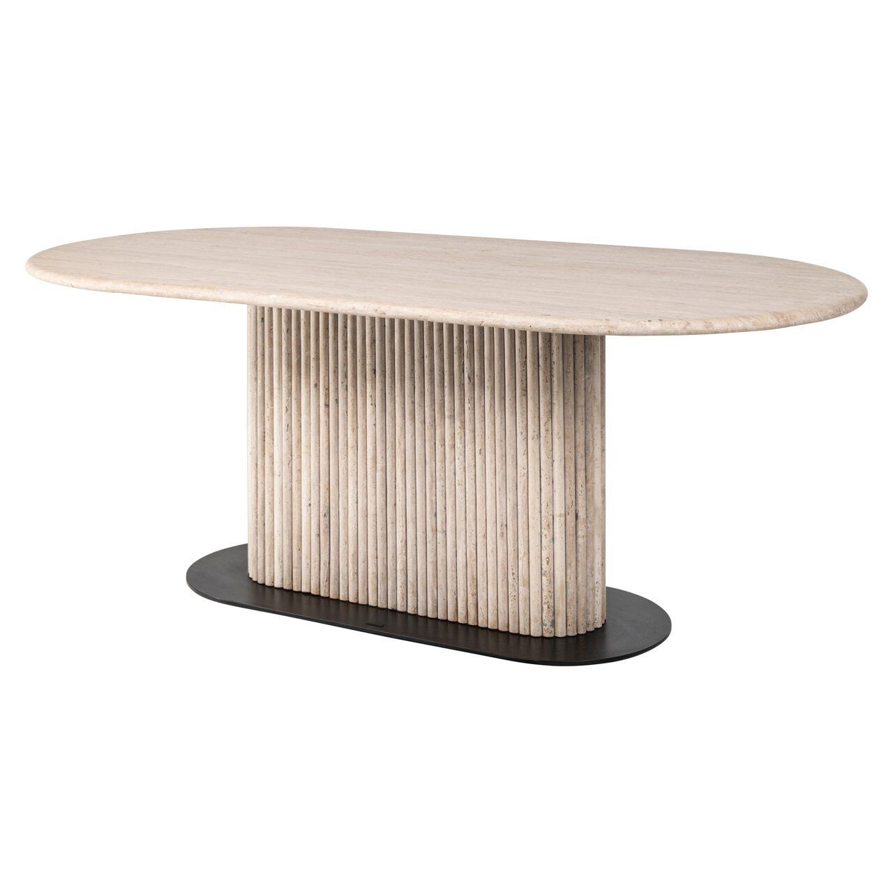 Richmond Deens Ovale Eettafel La Cantera – Strakke Travertin & Ijzer, 200 × 100 cm