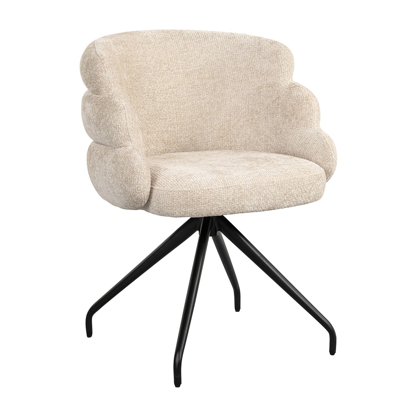 Richmond Draaibare Eetkamerstoel Kayla – Luxe Chenille in Crème