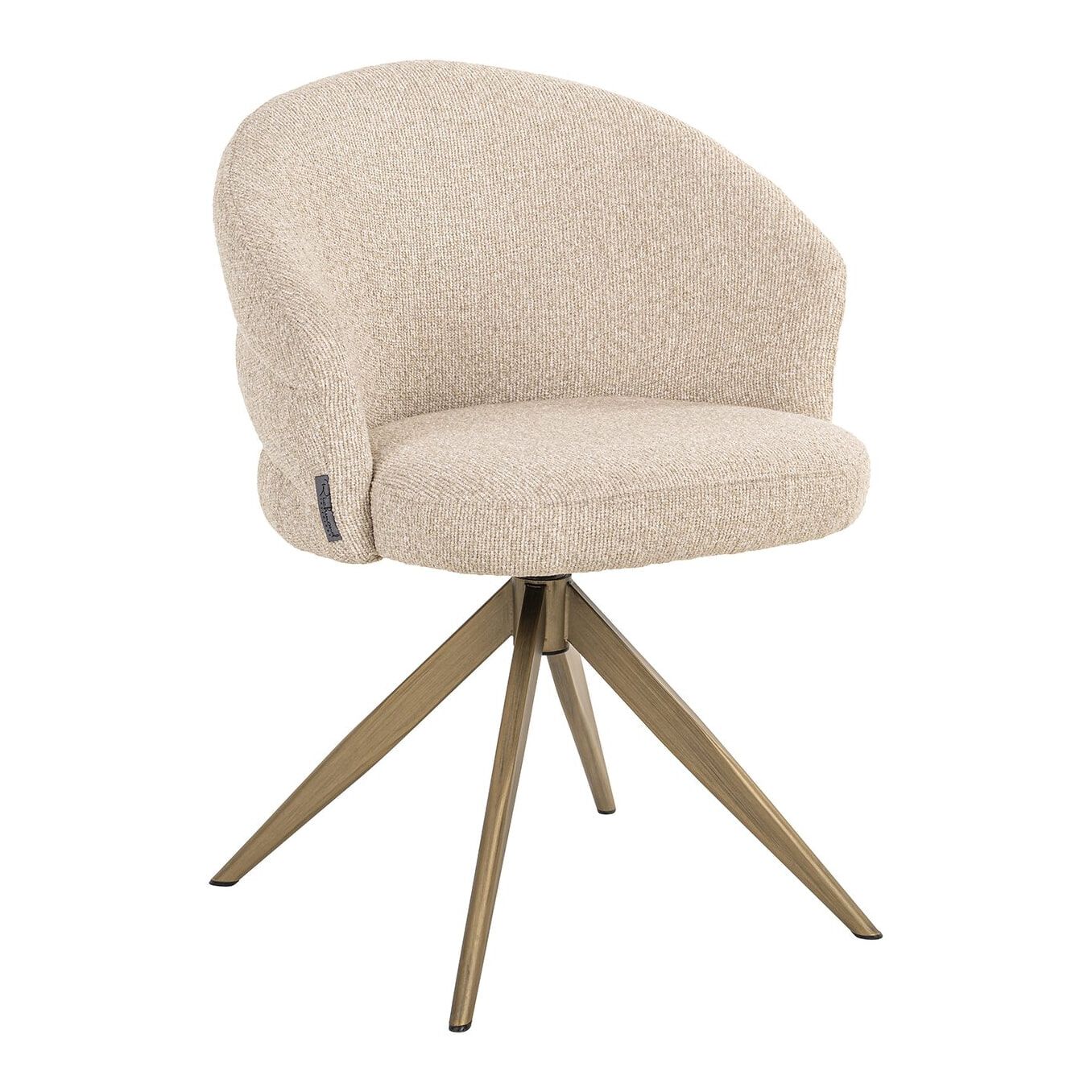 Richmond Draaibare Eetkamerstoel Zendaya – Luxe Bouclé in Biscuit Beach