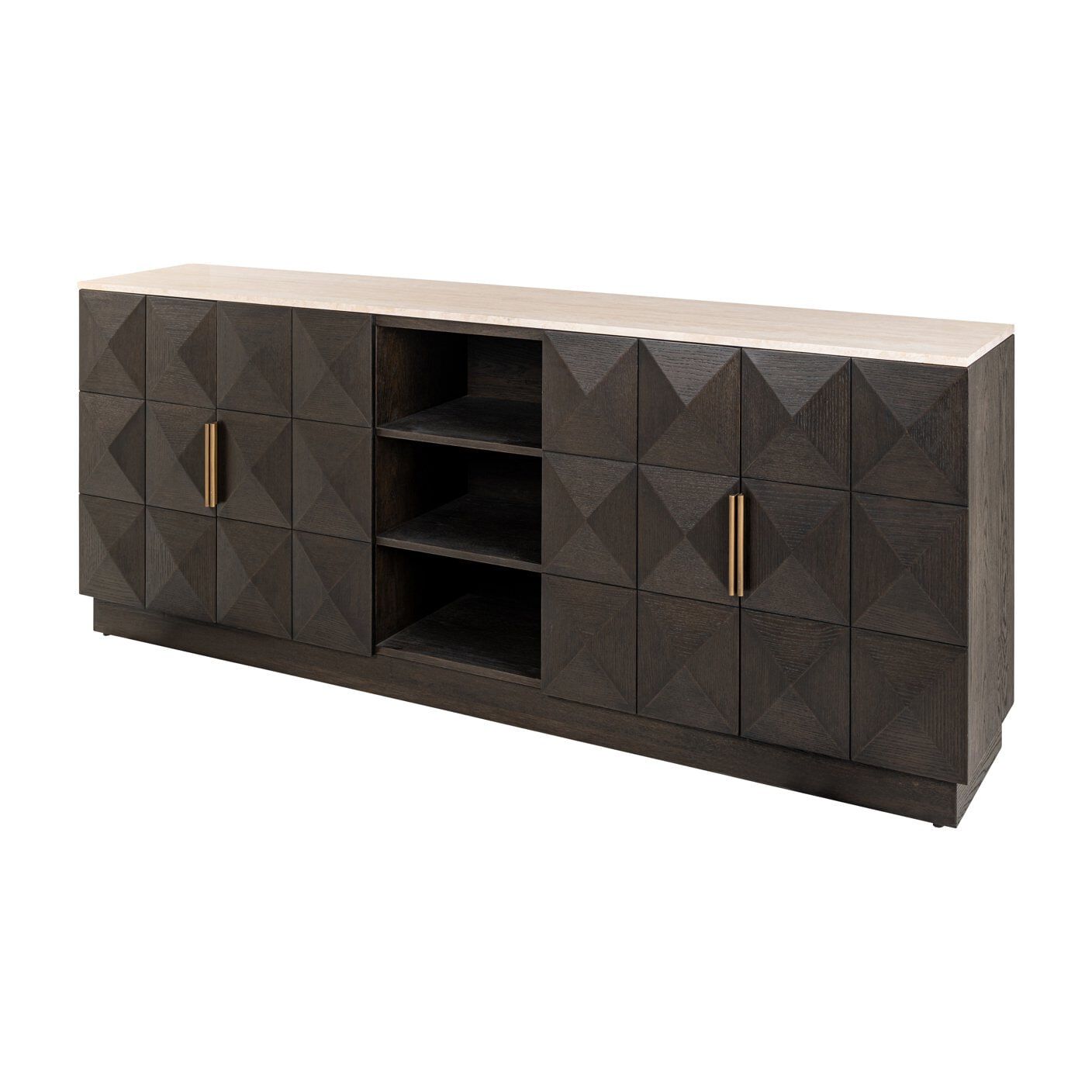 Richmond Dressoir Claremont – Eiken & Travertine, 225 cm, bruine afwerking