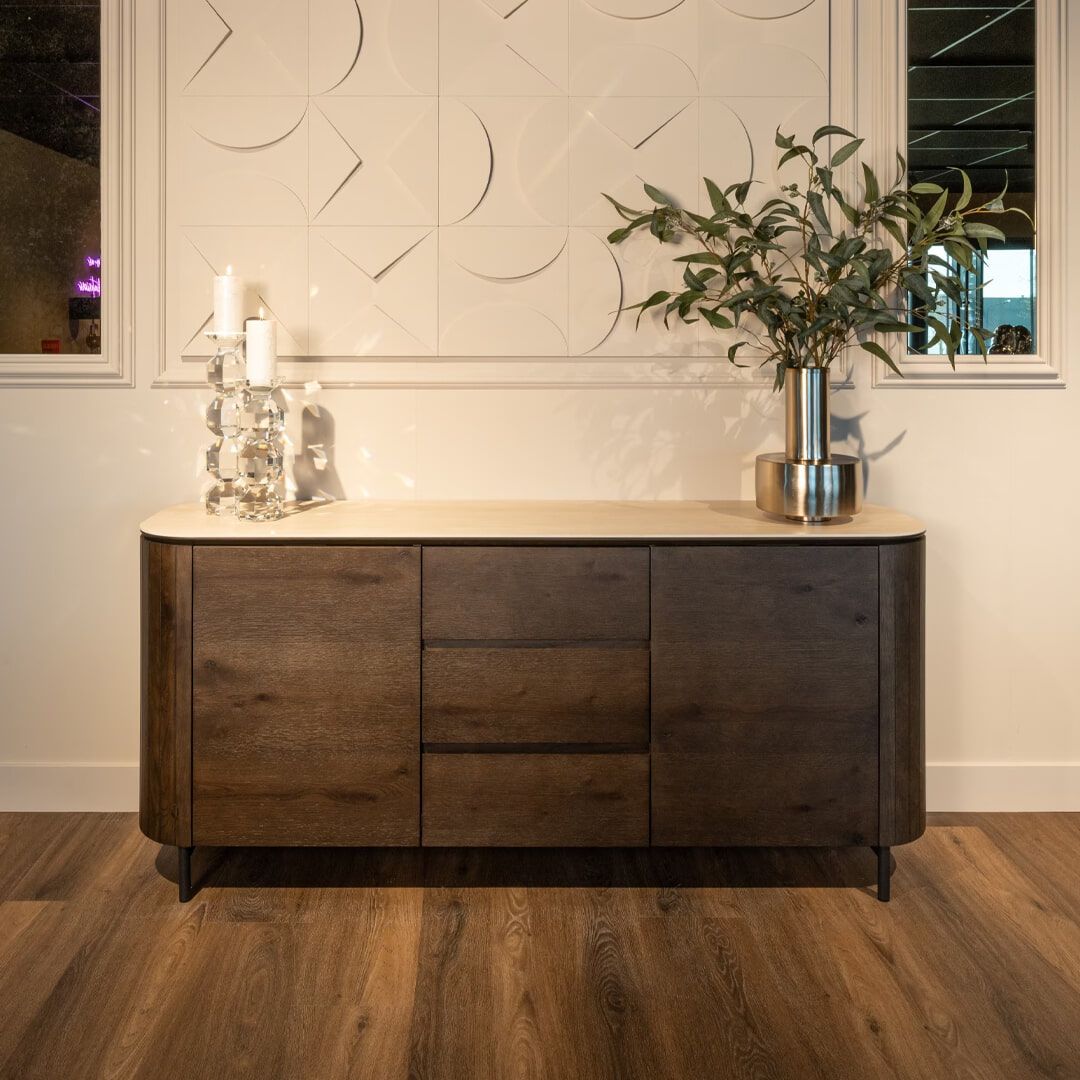 Richmond Dressoir Ritz – Elegant eiken‑fineer met travertin‑look, 180 cm