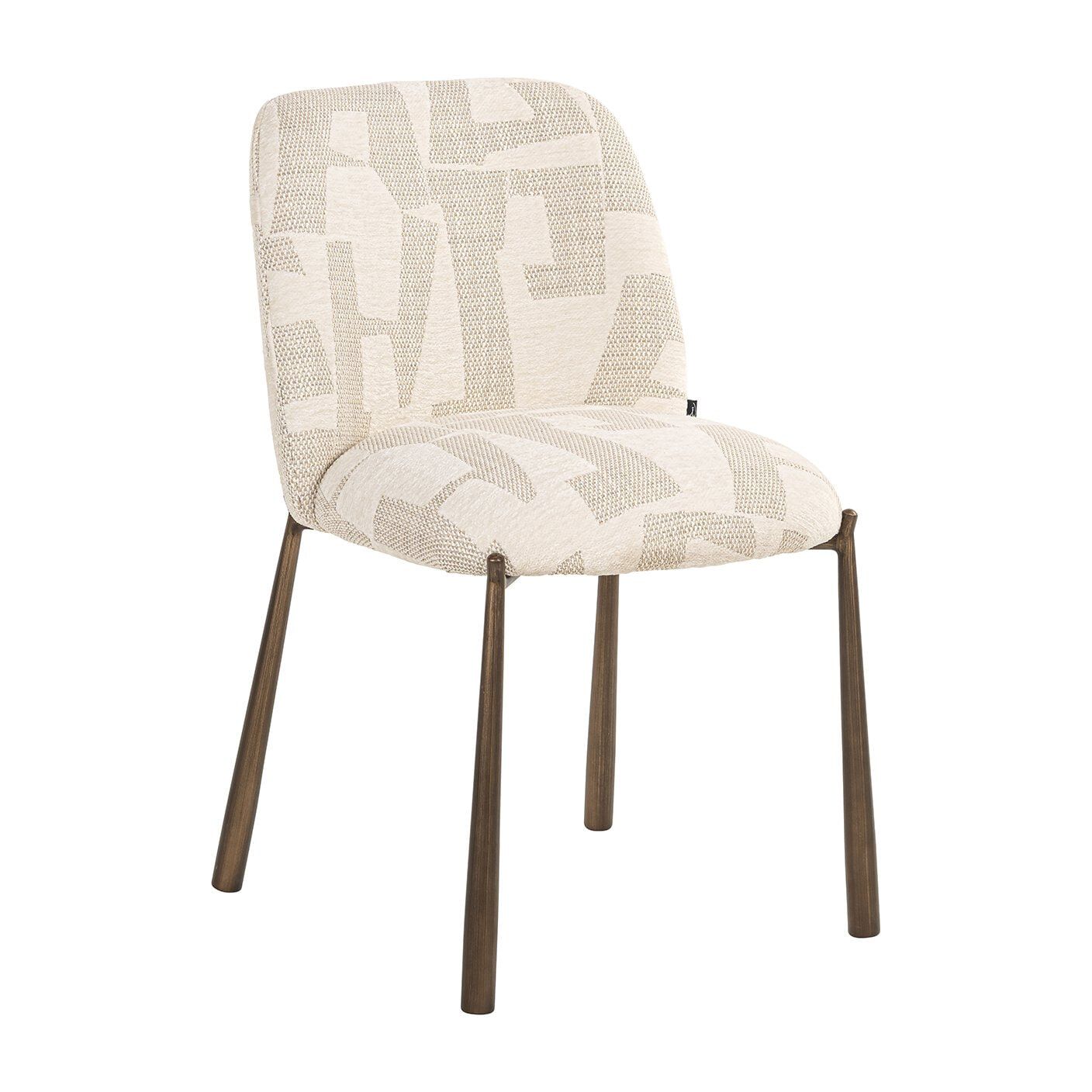 Richmond Eetkamerstoel Lana – Luxe Beige Graffic stof voor een elegante eetkamer